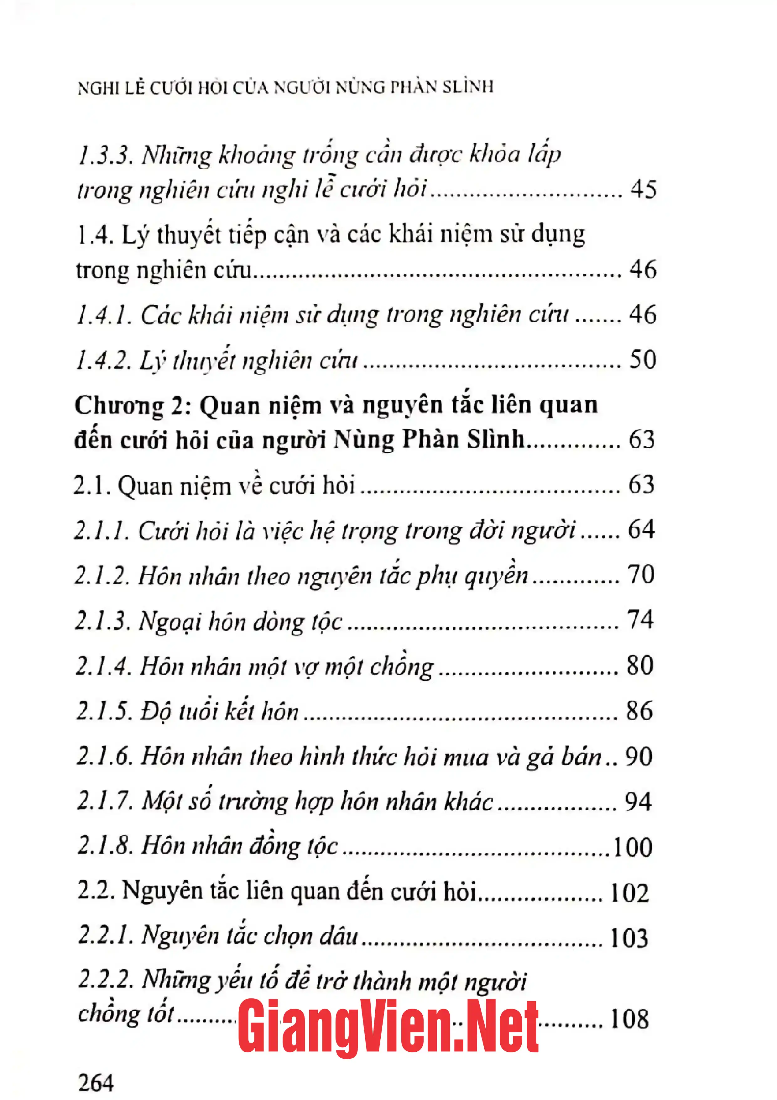 Mục lục chi tiết trang 1 sách Nghi lễ cưới hỏi của người Nùng Phàn SLình