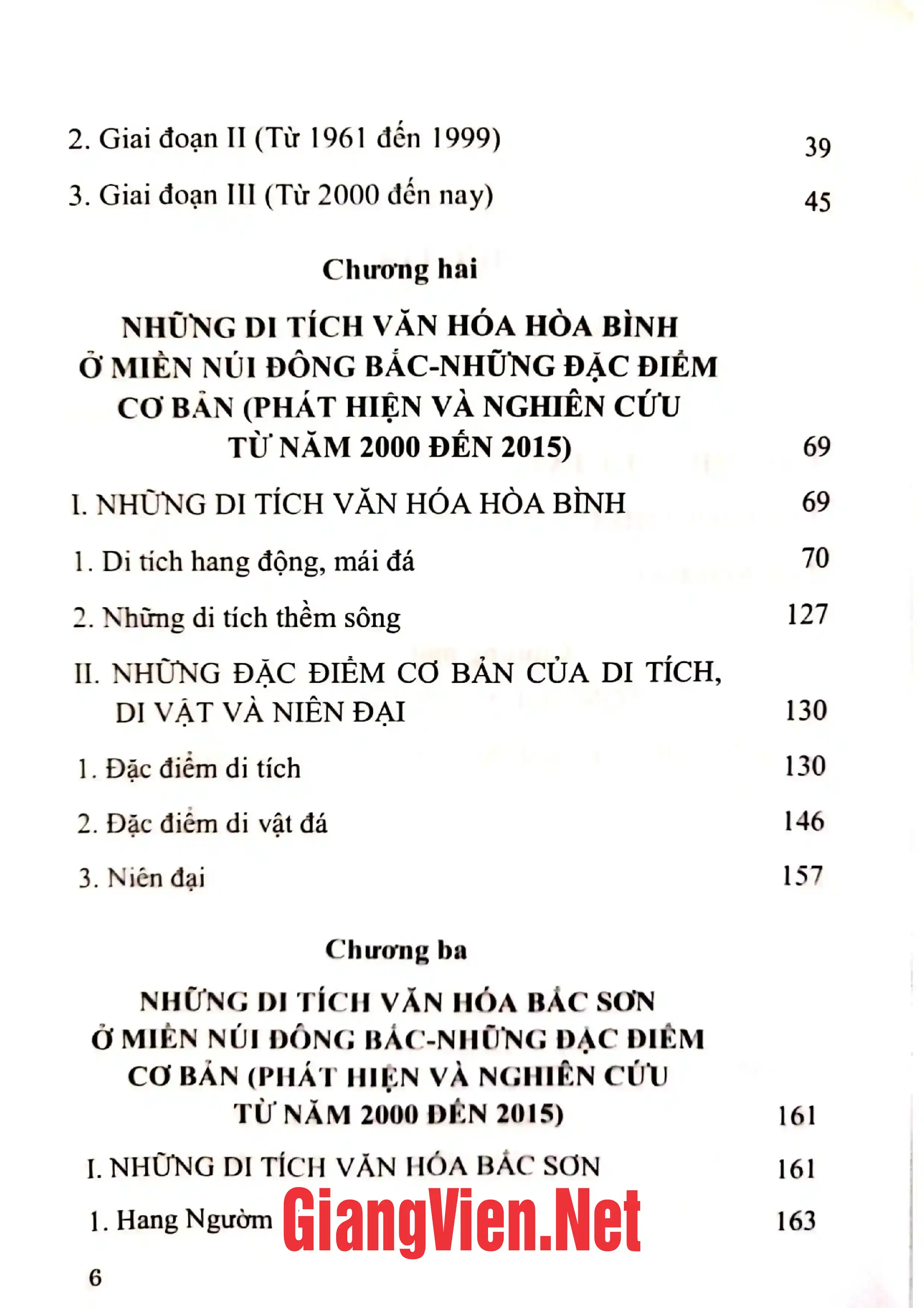 Mục lục chi tiết trang 1 sách Văn hóa Hòa Bình và văn hóa Bắc Sơn ở miền núi Đông Bắc Việt Nam Qua tài liệu khảo cổ học từ năm 2000 - 2015