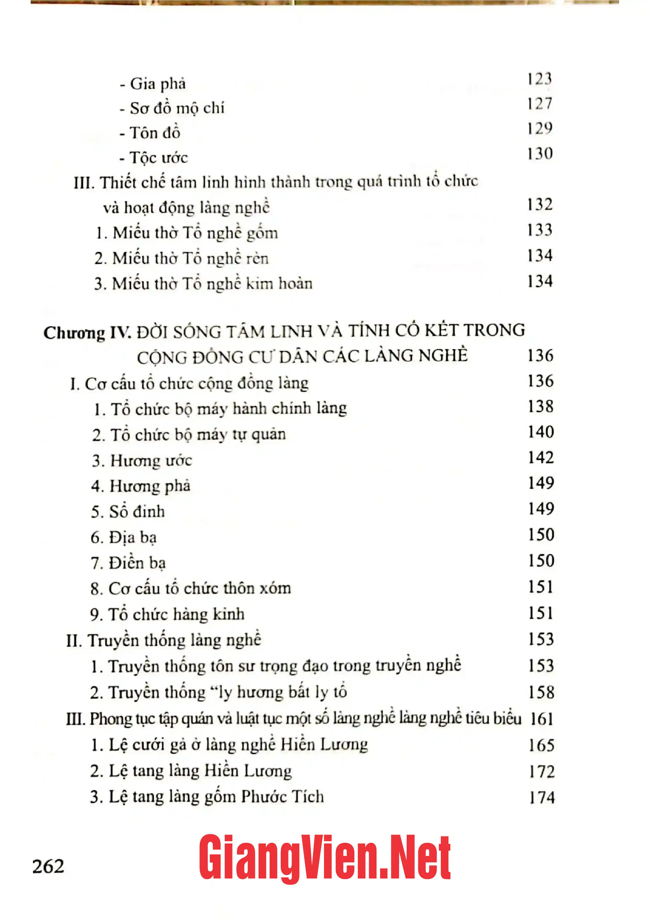 Mục lục chi tiết trang 2 sách Về tín ngưỡng ở làng nghề vùng Bắc Thừa Thiên Huế