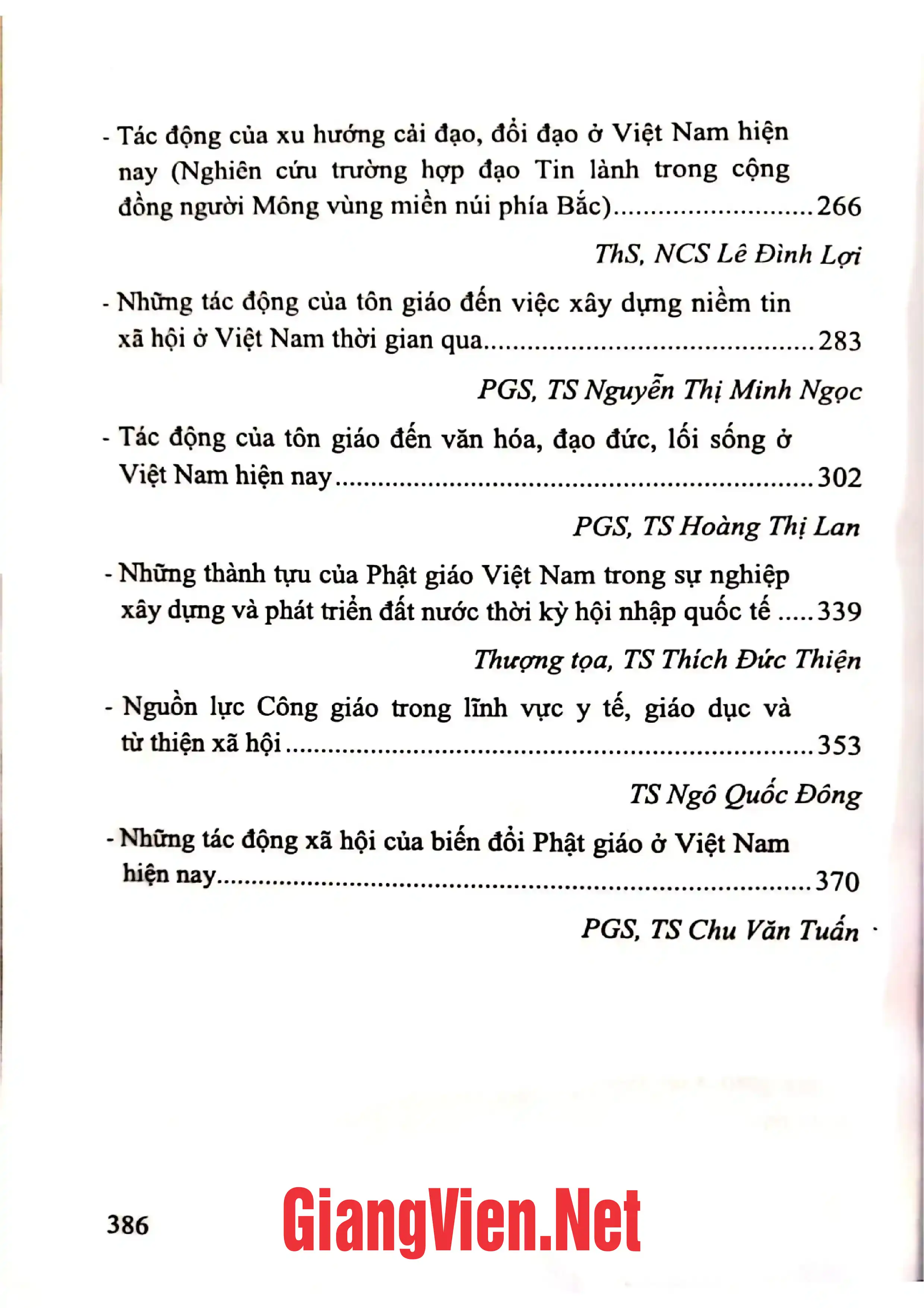 Ảnh minh họa nội dung cuốn sách: Đời sống Tôn giáo ở Việt Nam thời kỳ đổi mới