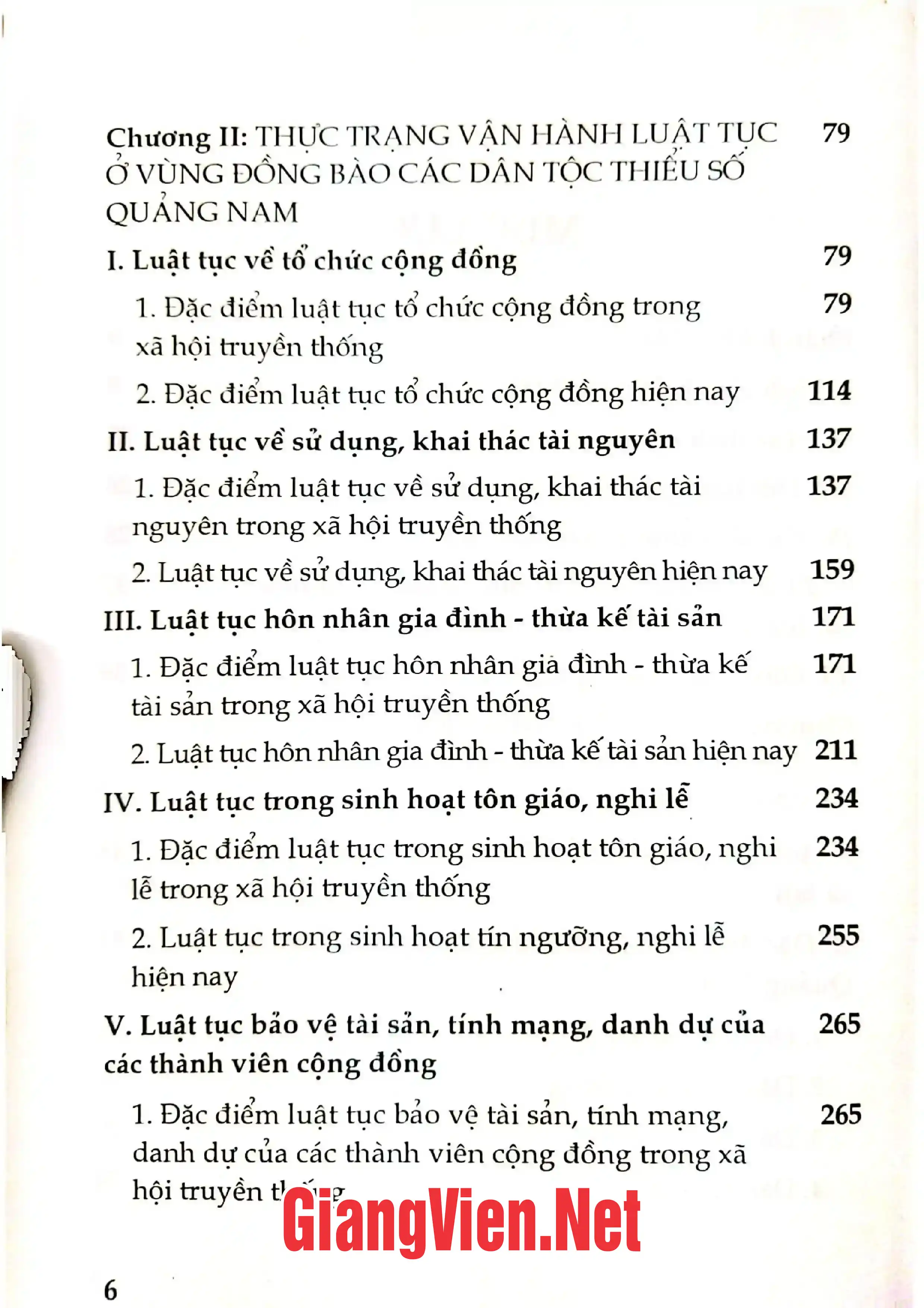 Mục lục chi tiết trang 1 sách Nghiên cứu luật tục, phong tục các dân tộc thiểu số ở Quảng Nam