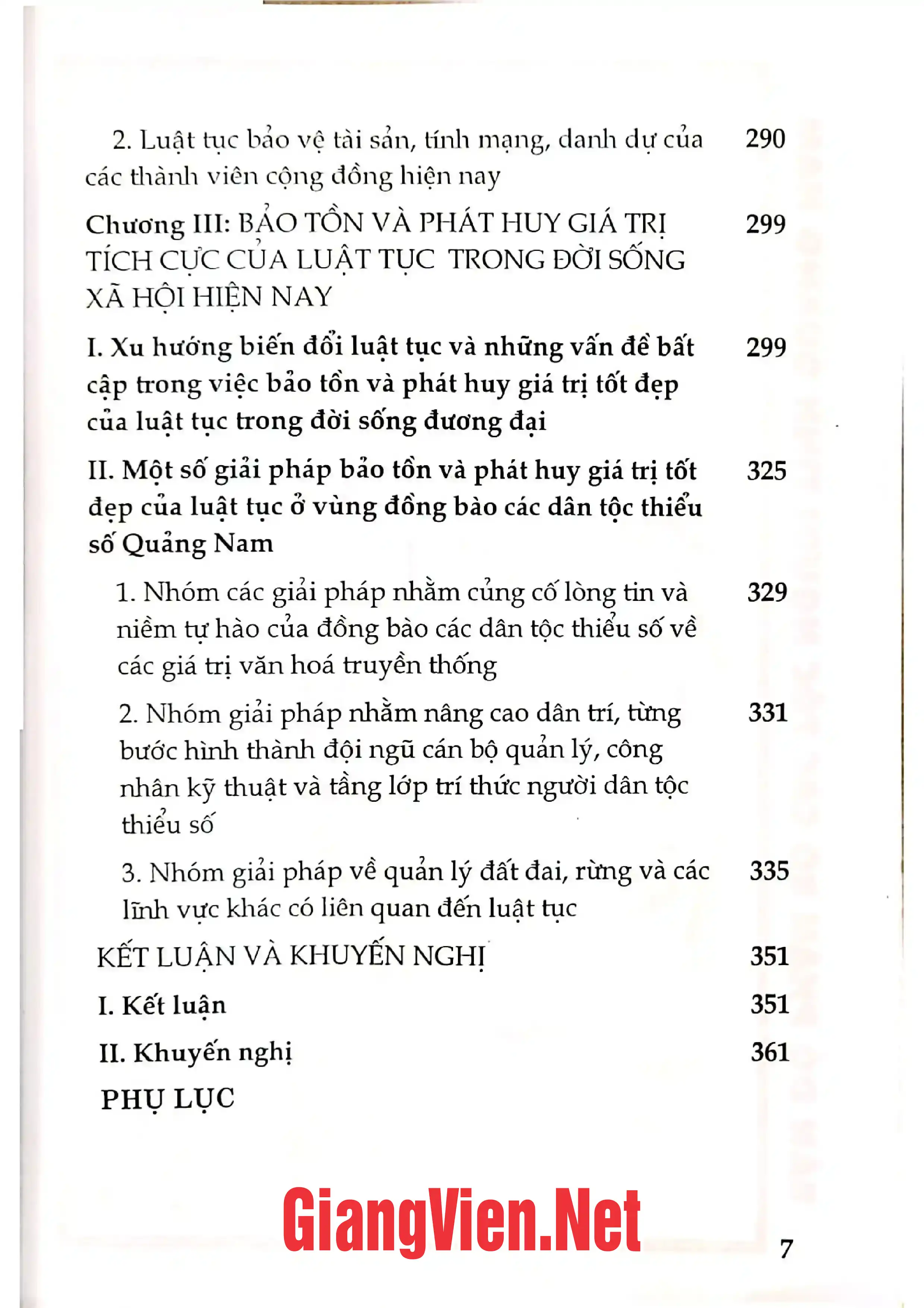 Mục lục chi tiết trang 2 sách Nghiên cứu luật tục, phong tục các dân tộc thiểu số ở Quảng Nam