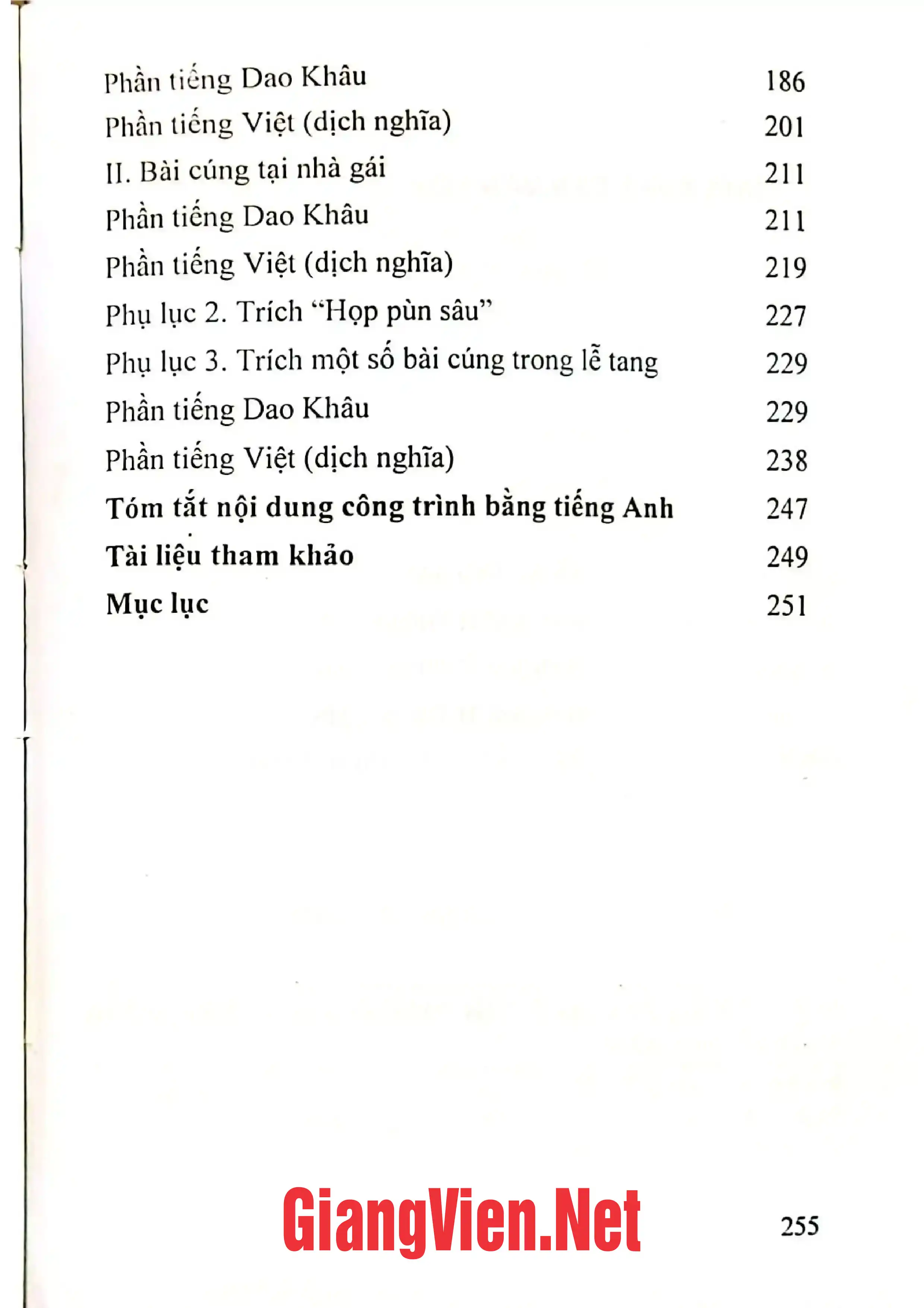 Nội dung trang phụ bản giới thiệu sách Nghi lễ trong việc cưới, việc tang, của người Dao Khâu ở Sìn Hồ, Lai Châu