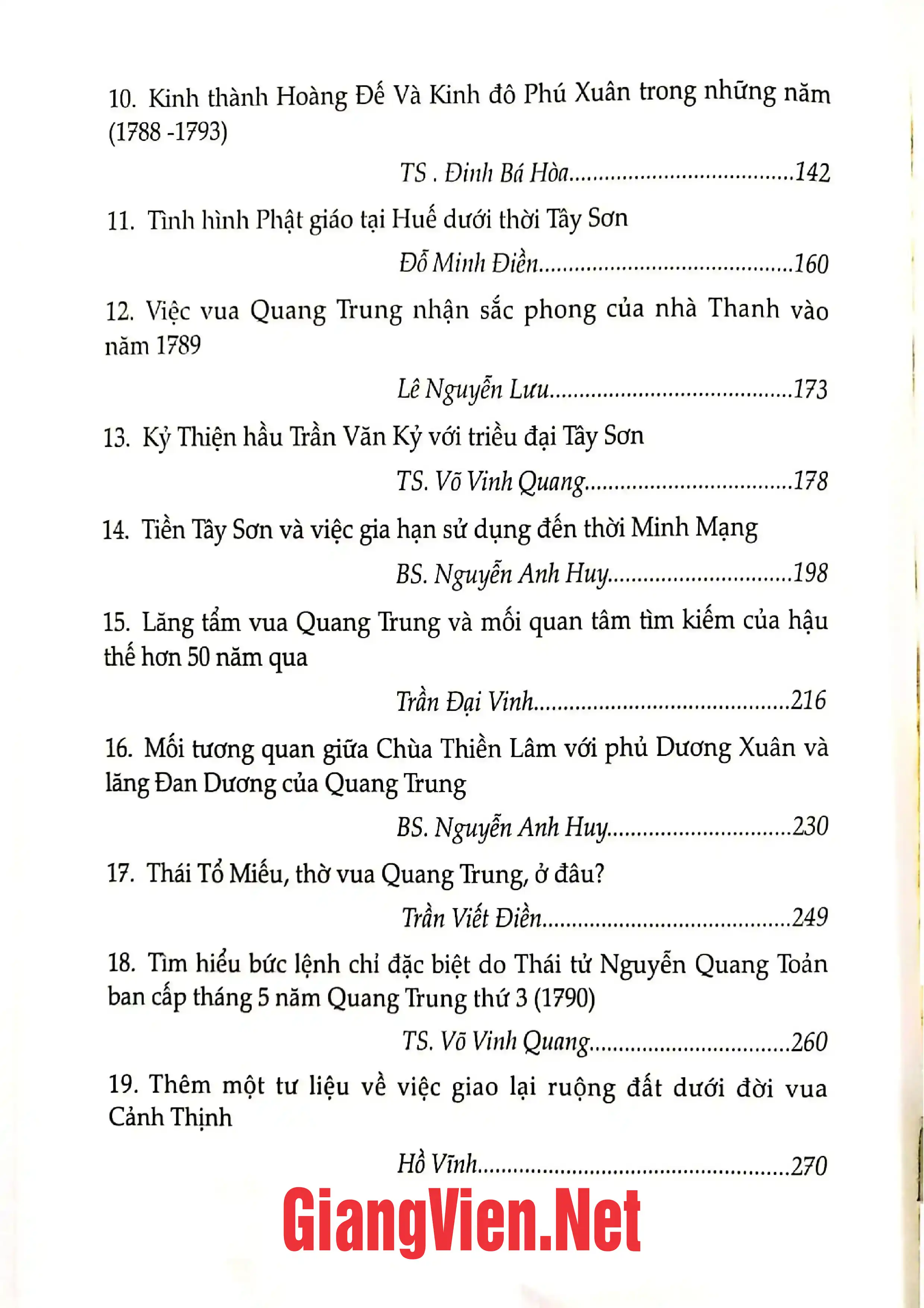 Mục lục chi tiết trang 1 sách Thuận Quảng thời Tây Sơn