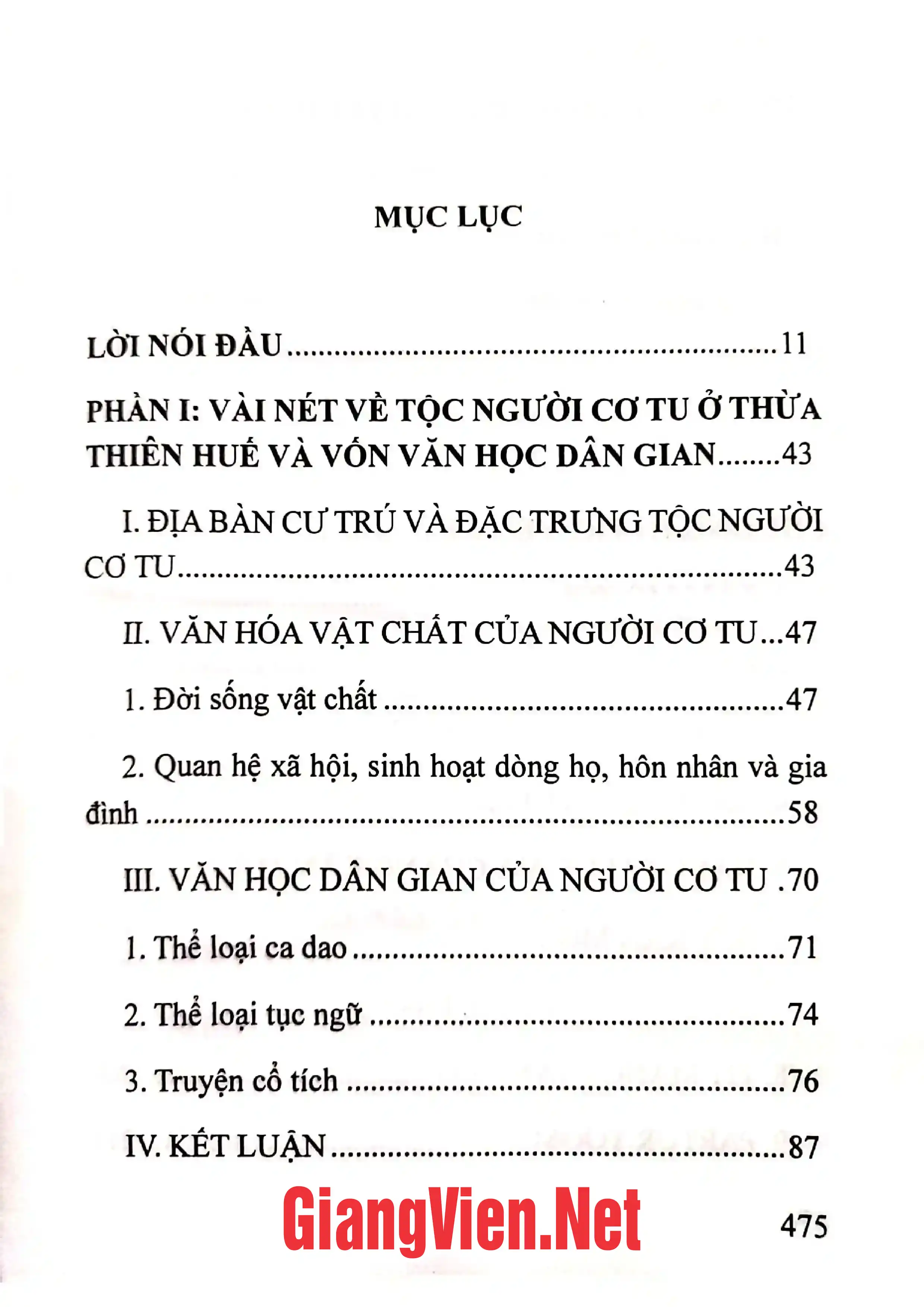 Trang bìa chính thức sách Văn học dân gian dân tộc Cơ Tu