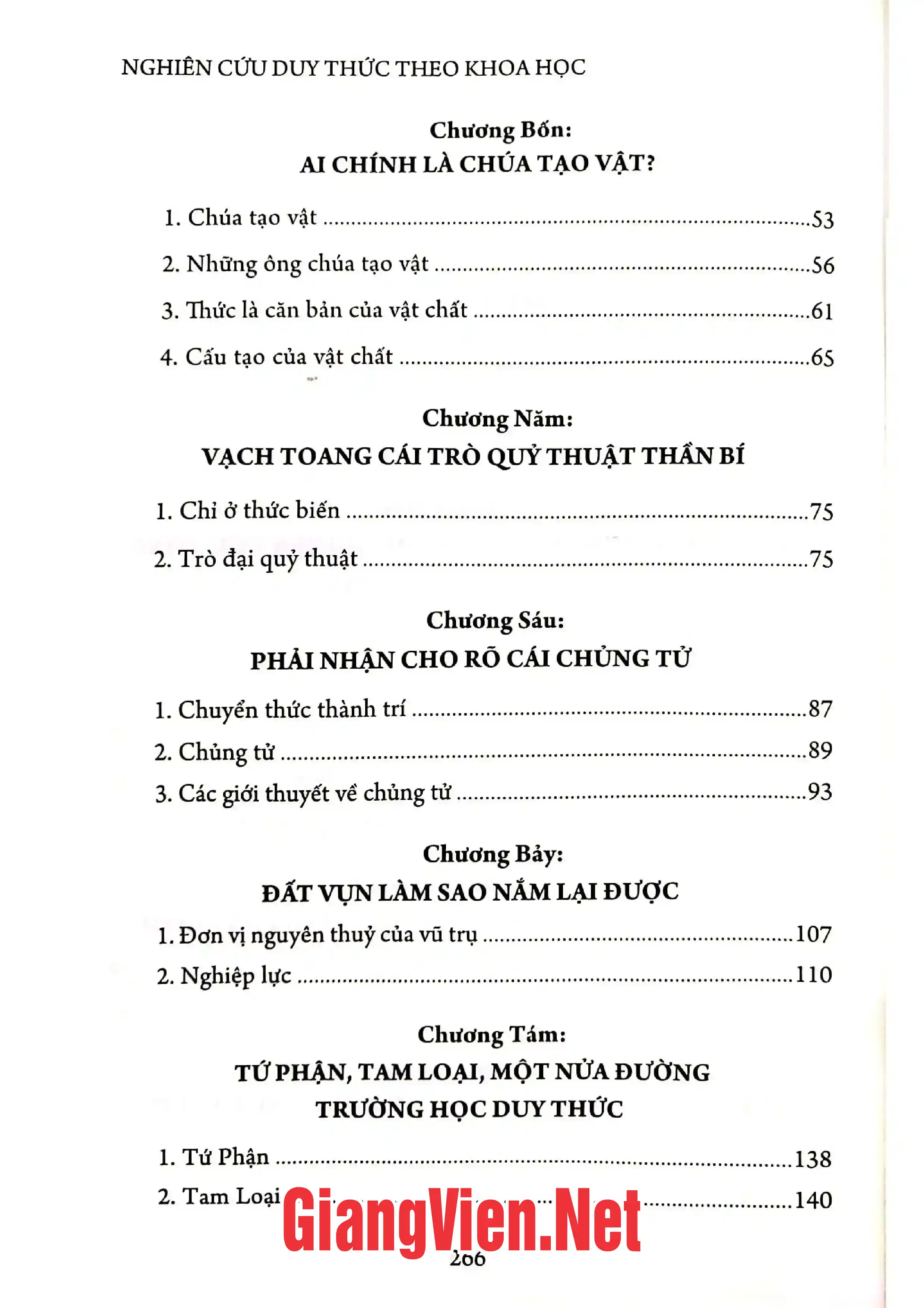 Mục lục chi tiết trang 1 sách Nghiên cứu Duy thức theo khoa học