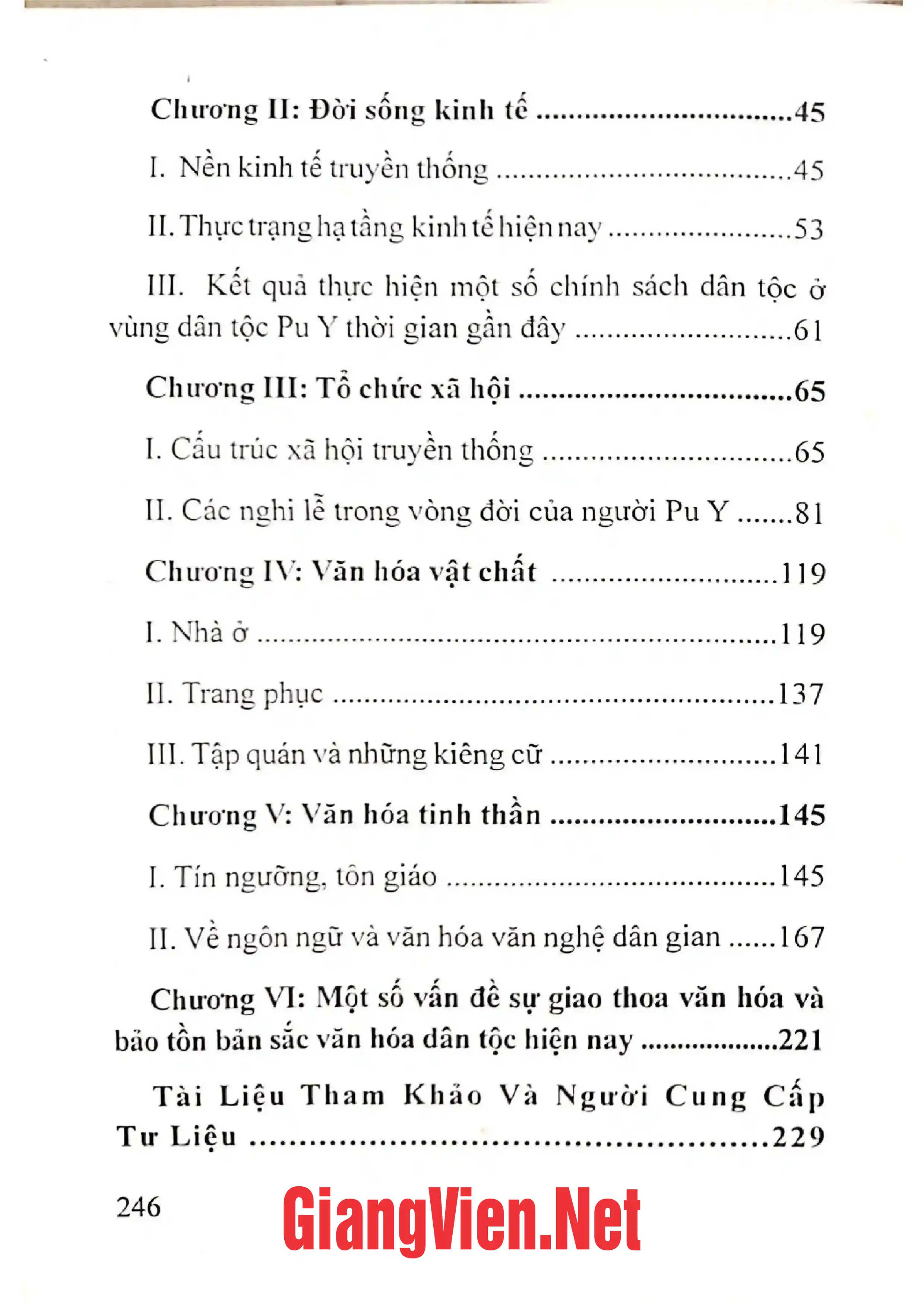 Mục lục chi tiết trang 1 sách Văn hóa cổ truyền của người Pu Y ở Hà Giang