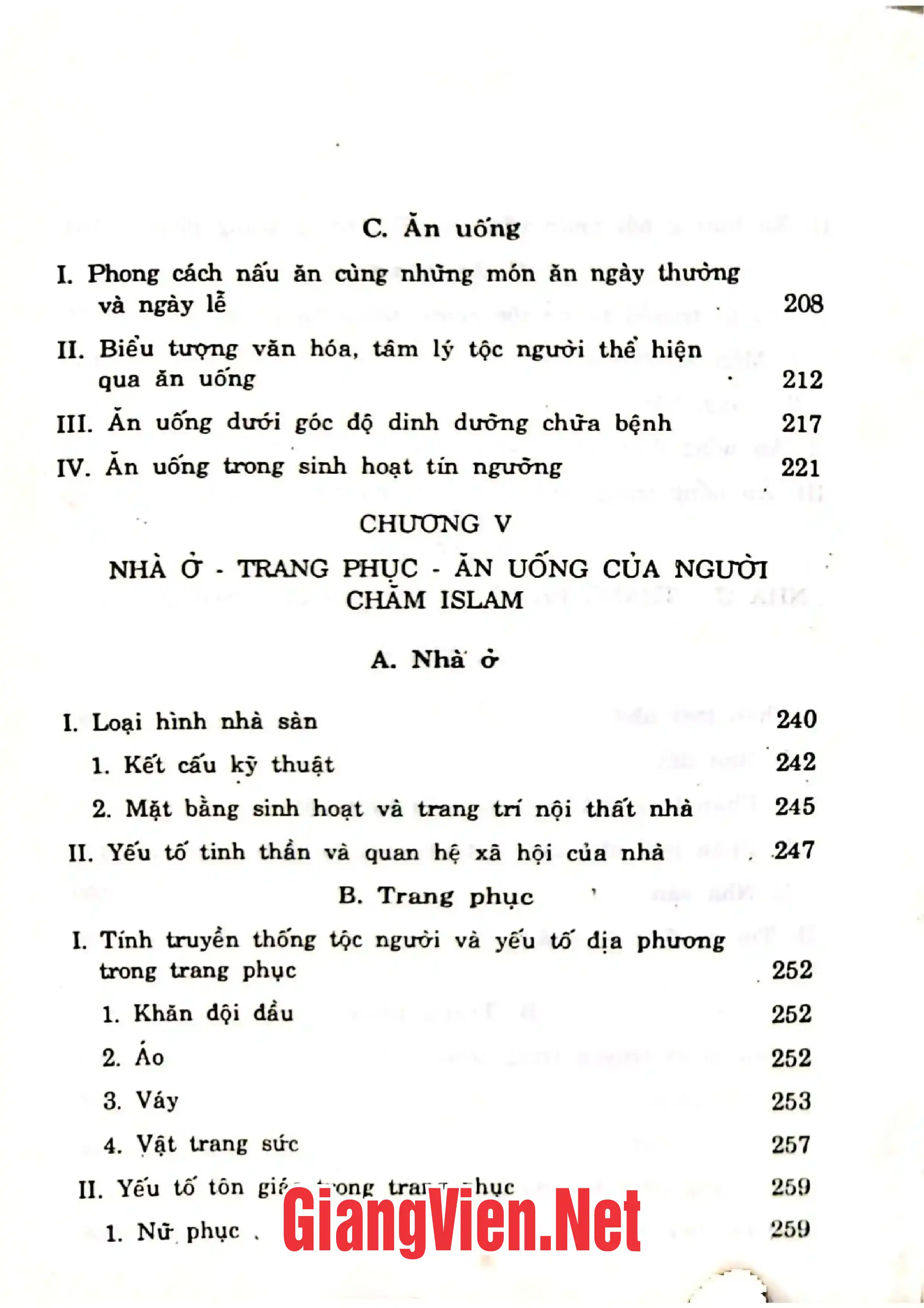Mục lục chi tiết trang 3 sách Nhà ở trang phục - ăn uống của các dân tộc vùng đồng bằng sông Cửu Long