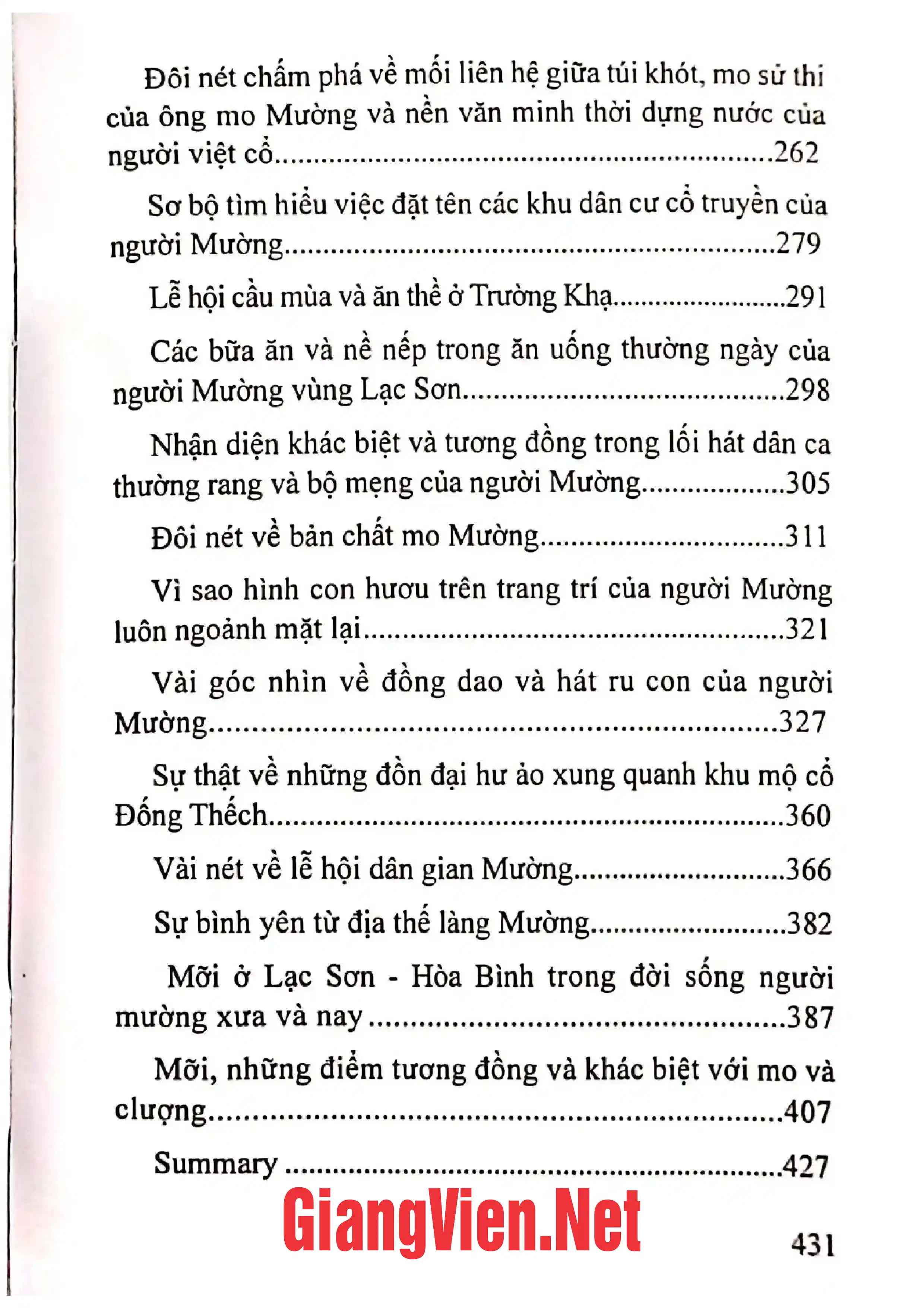 Mục lục chi tiết trang 2 sách Văn hóa dân gian Mường một góc nhìn