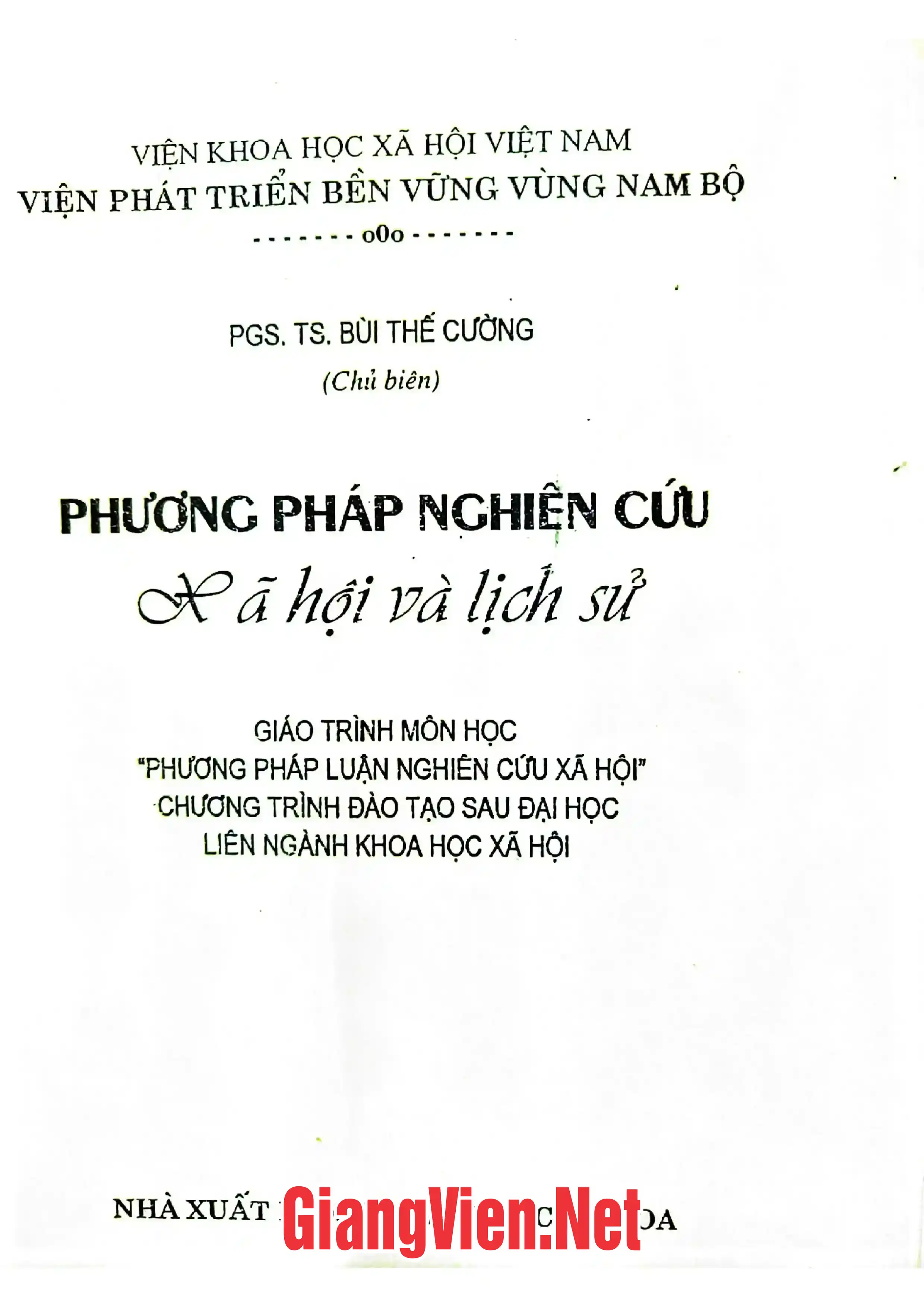 Ảnh bìa của Phương pháp nghiên cứu xã hội và lịch sử