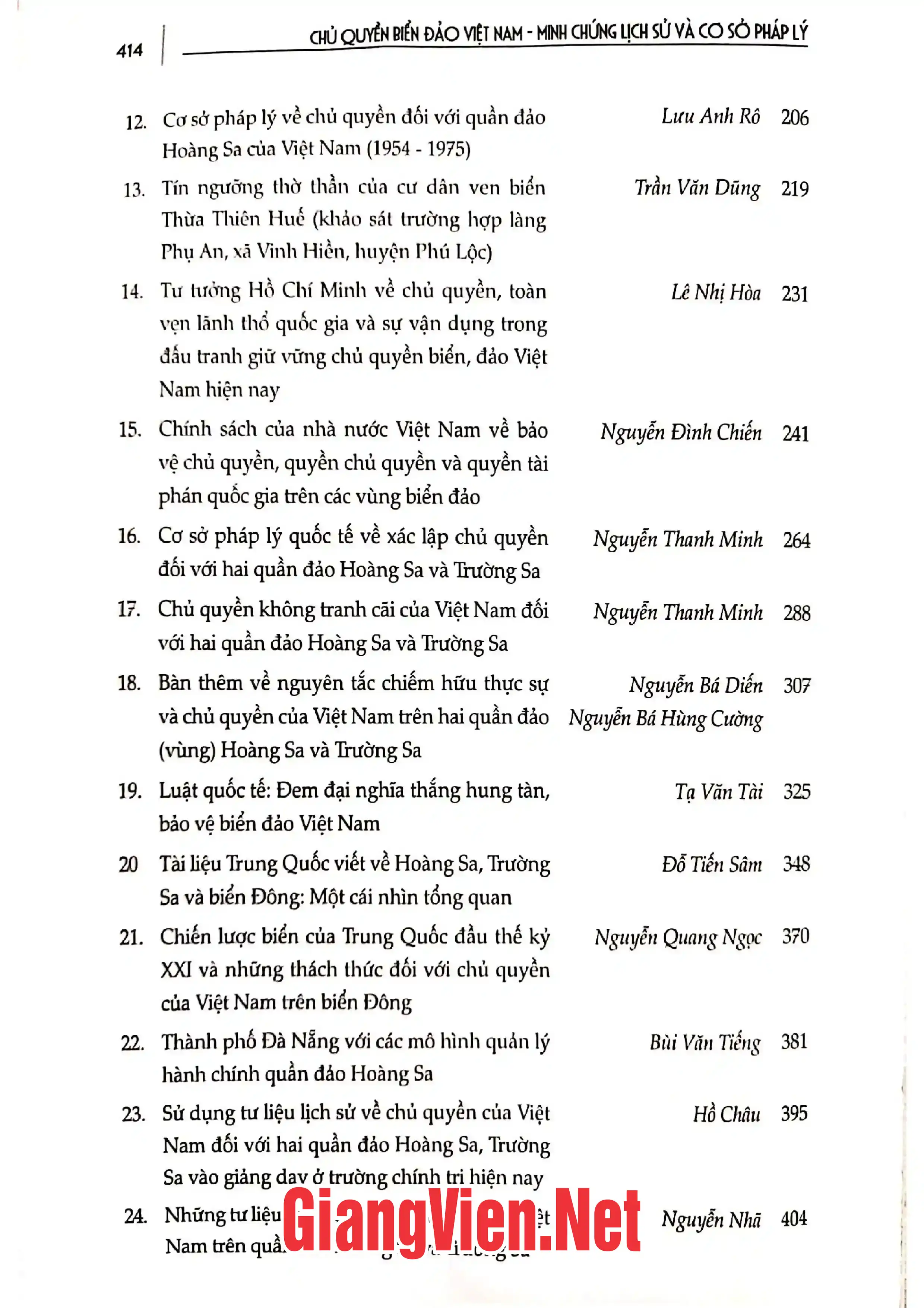 Mục lục chi tiết trang 1 sách Chủ quyền biển đảo Việt Nam minh chứng lịch sử và cơ sở pháp lý