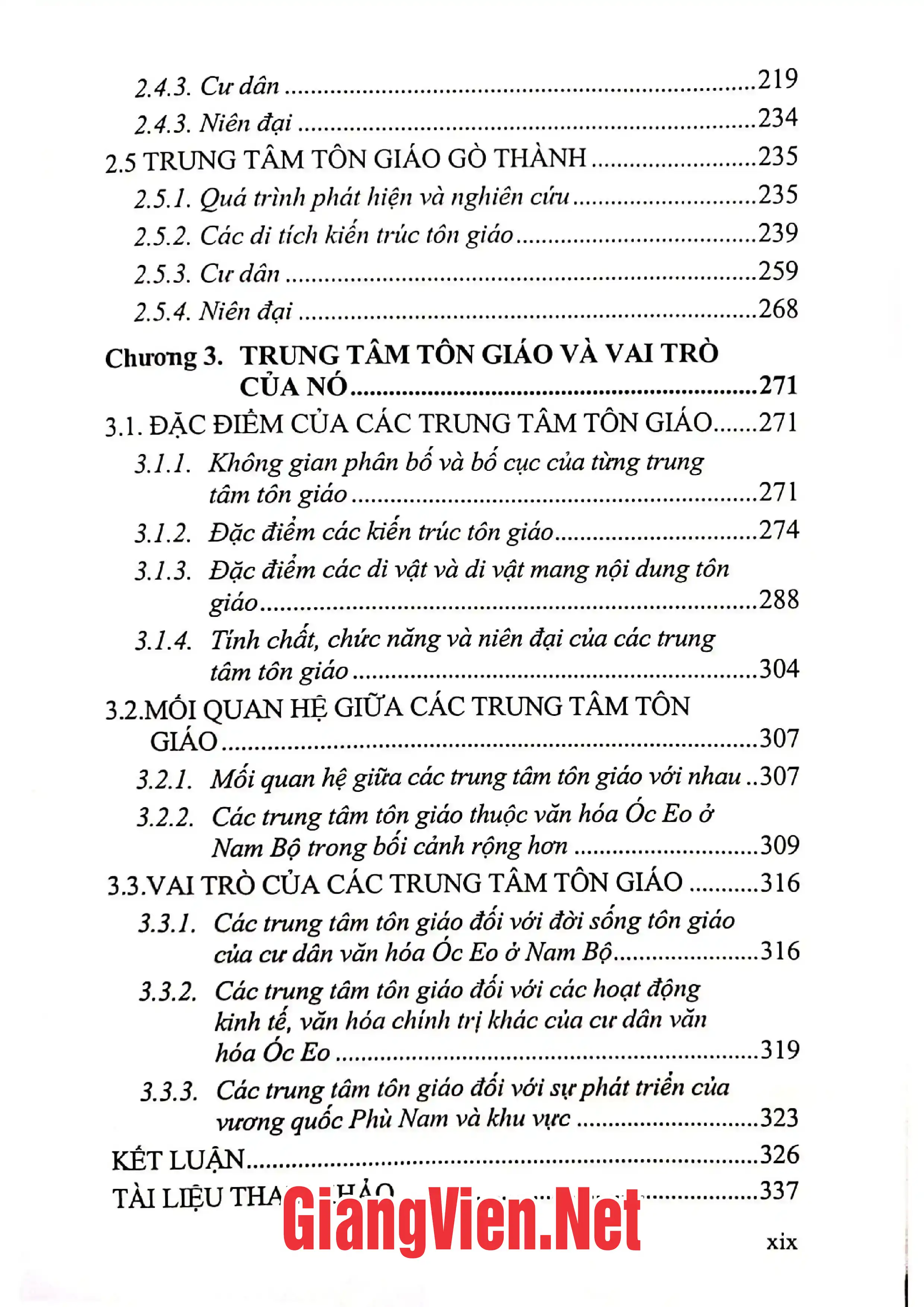 Mục lục chi tiết trang 1 sách Các trung tâm tôn giáo thuộc văn hóa óc eo ở Nam Bộ