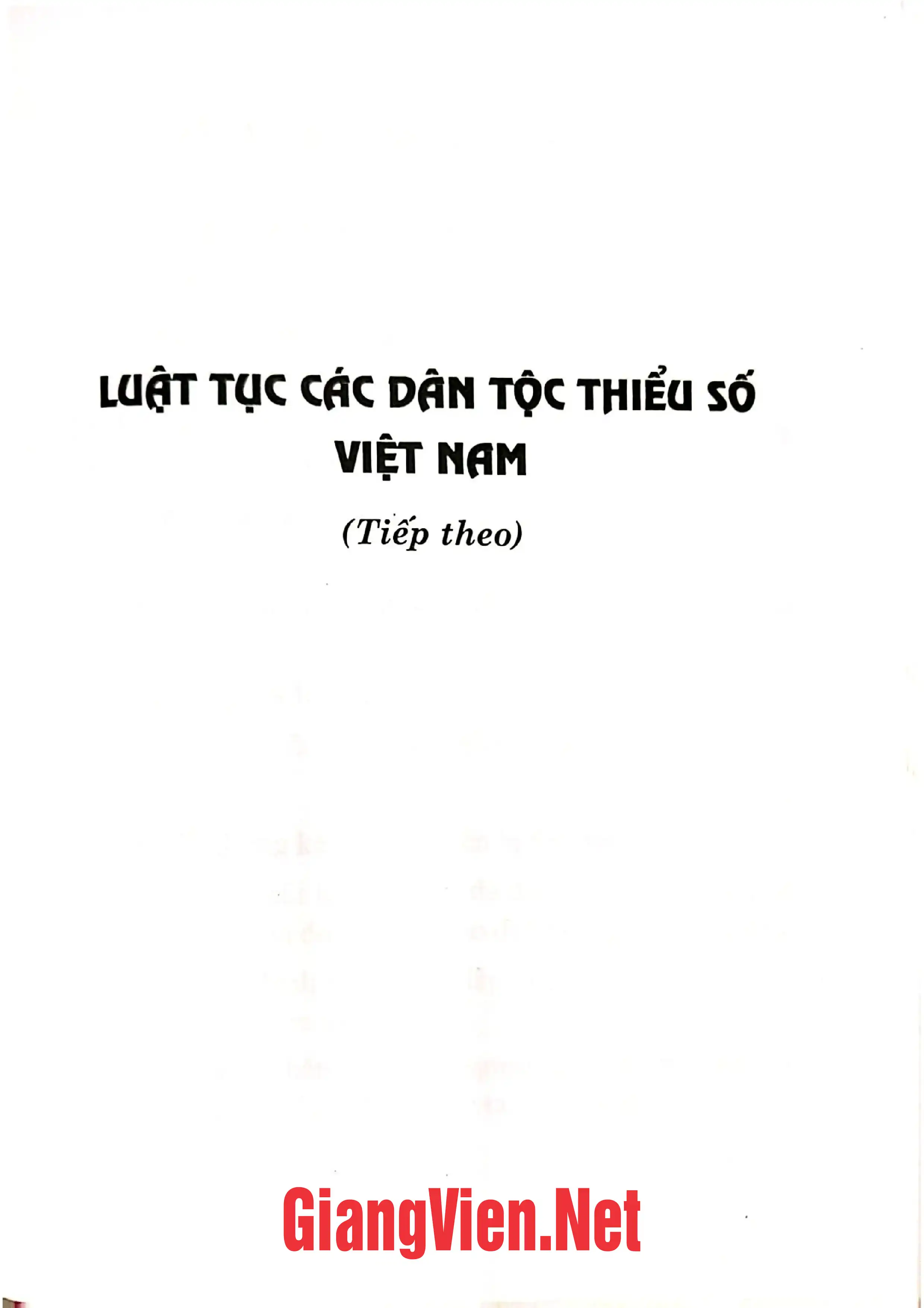 Mục lục chi tiết trang 1 sách Luật tục các dân tộc thiểu số Việt Nam Quyển 3