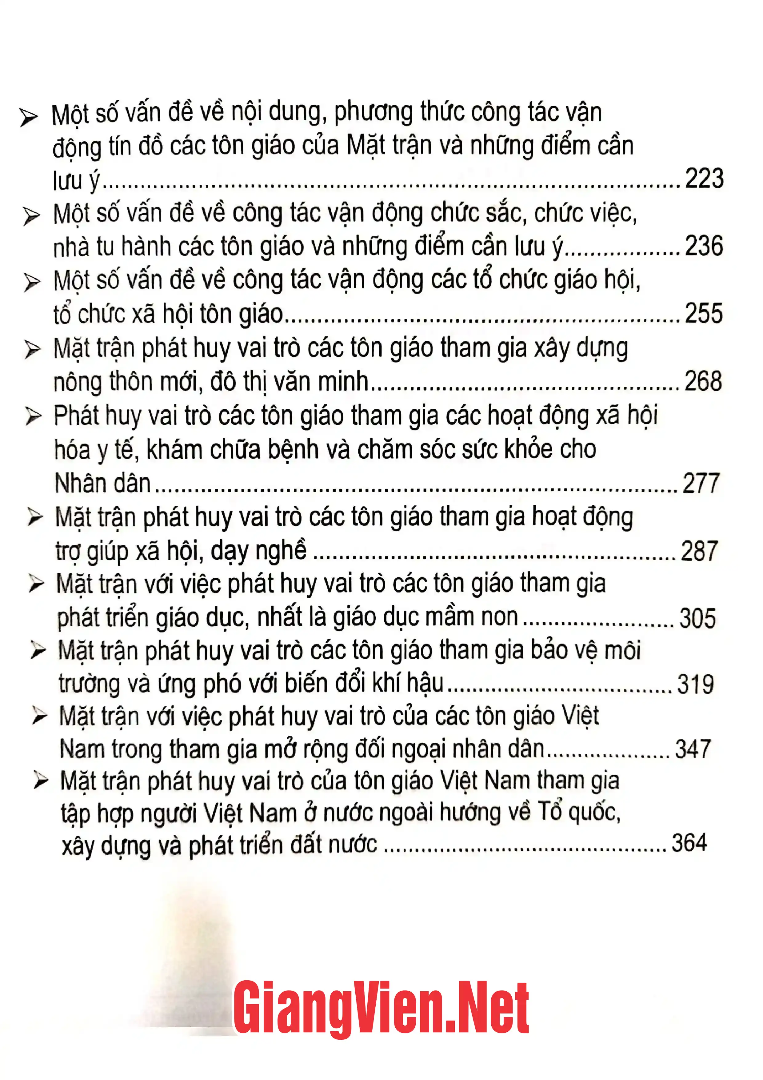 Mục lục chi tiết trang 1 sách Tìm hiểu về các tôn giáo ở Việt Nam hiện nay