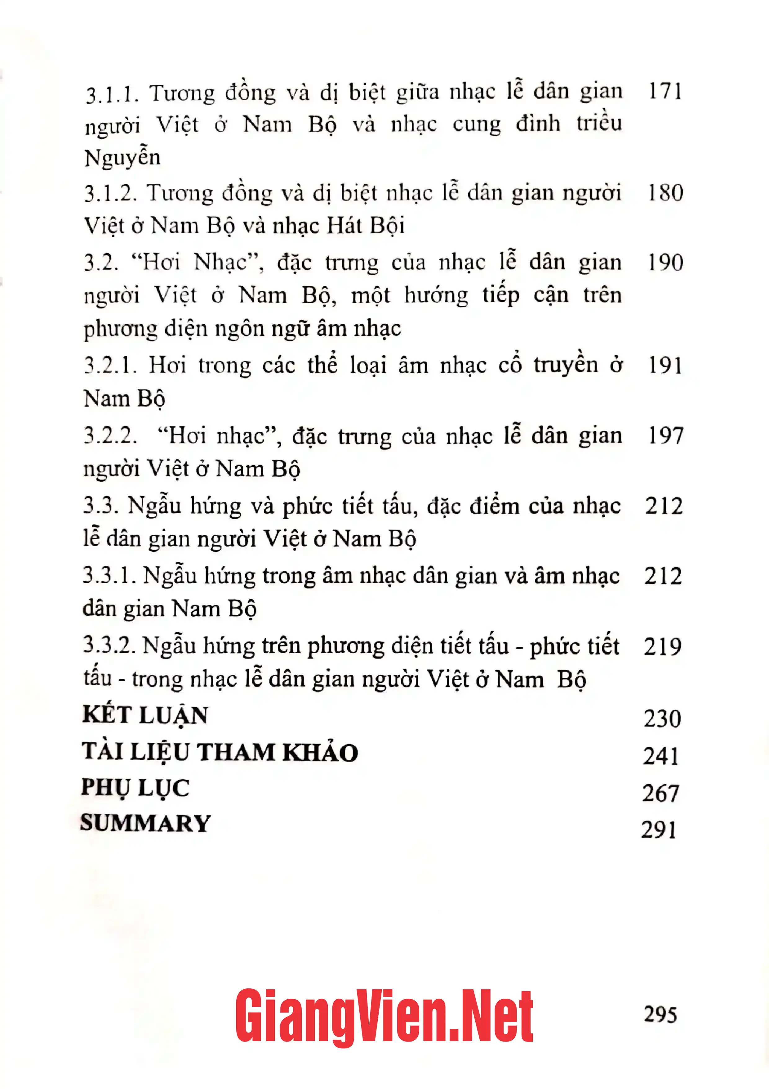 Mục lục chi tiết trang 2 sách Nhạc lễ dân gian người Việt ở Nam Bộ
