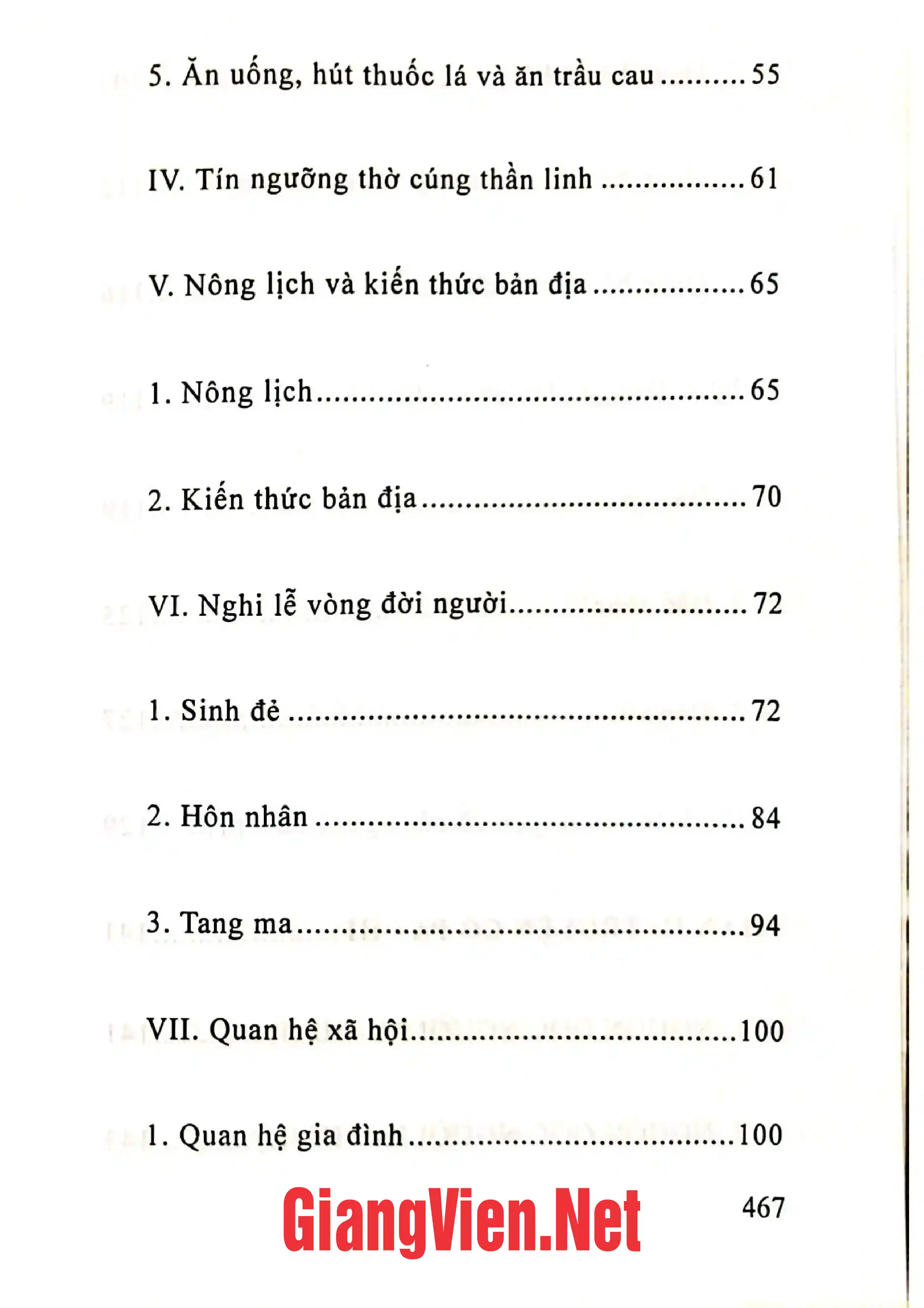 Mục lục chi tiết trang 2 sách Văn hóa truyền thống và truyện cổ của người Pa-Hi ở Thừa Thiên Huế