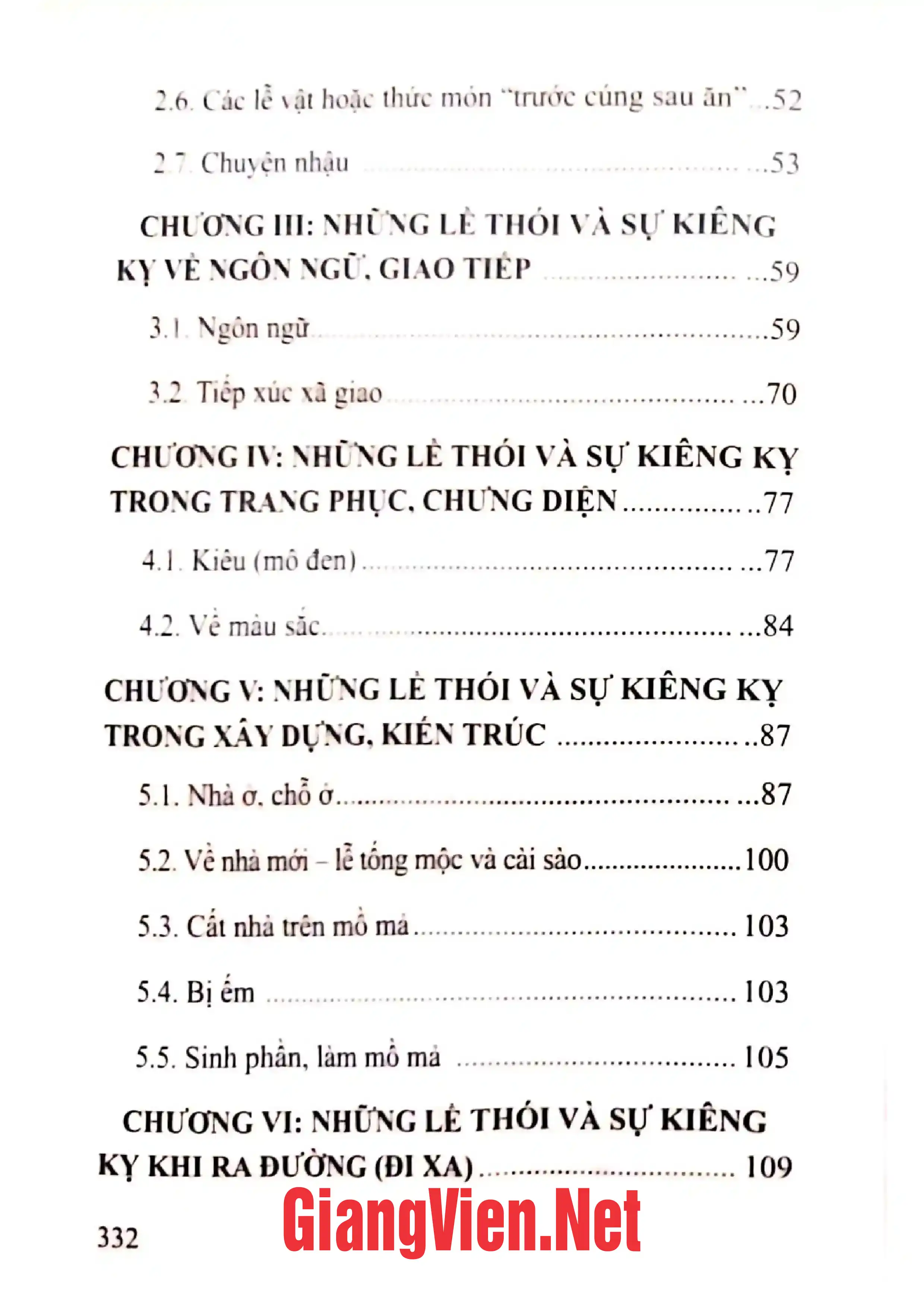 Mục lục chi tiết trang 1 sách Những lễ thái và sự kiêng kỵ thường thấy trong sinh hoạt đời sống của người dân Nam bộ