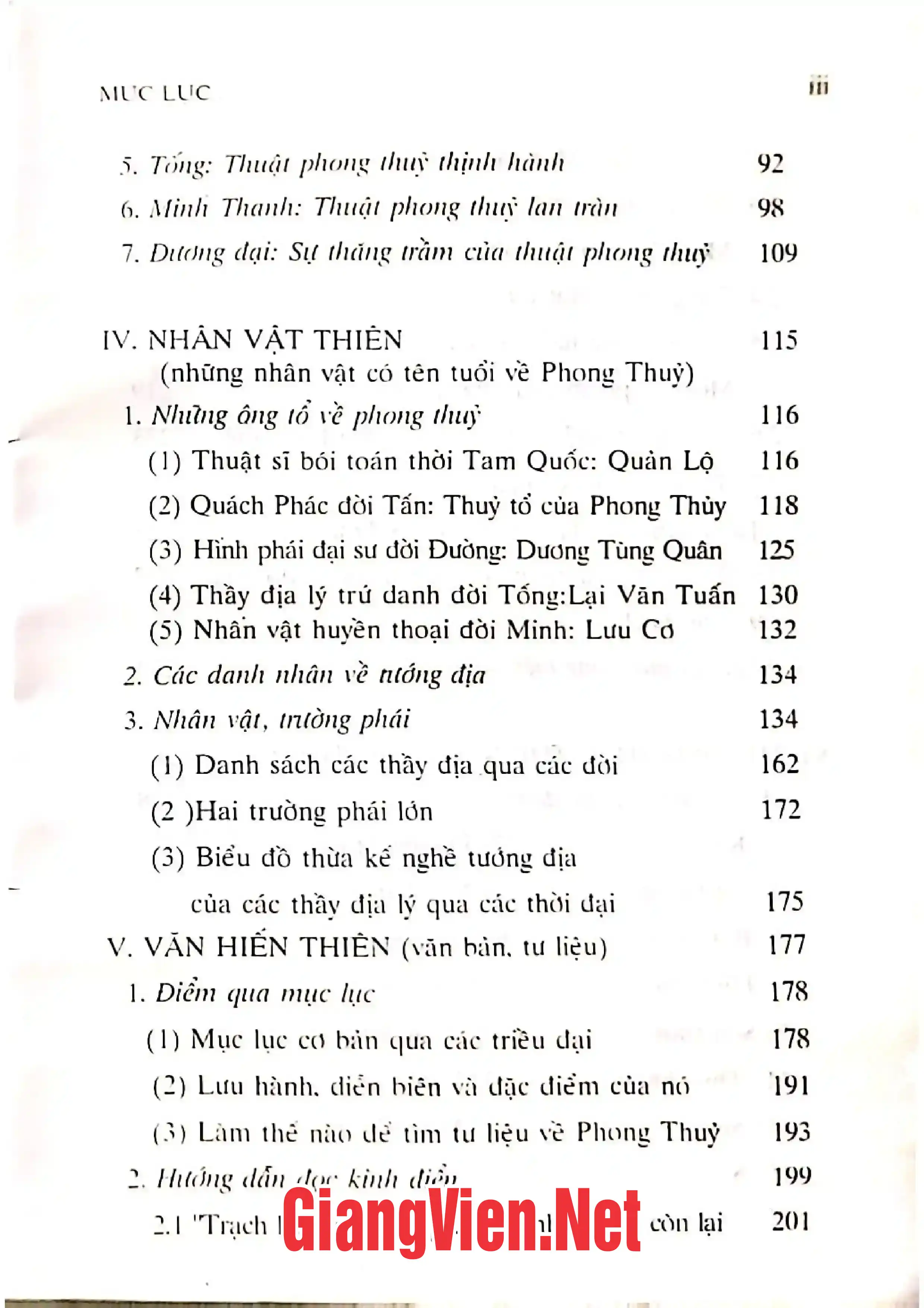 Mục lục chi tiết trang 2 sách Bí ẩn của phong thuỷ, Nghiên cứu và phê phán thuật xem tướng địa truyền thống