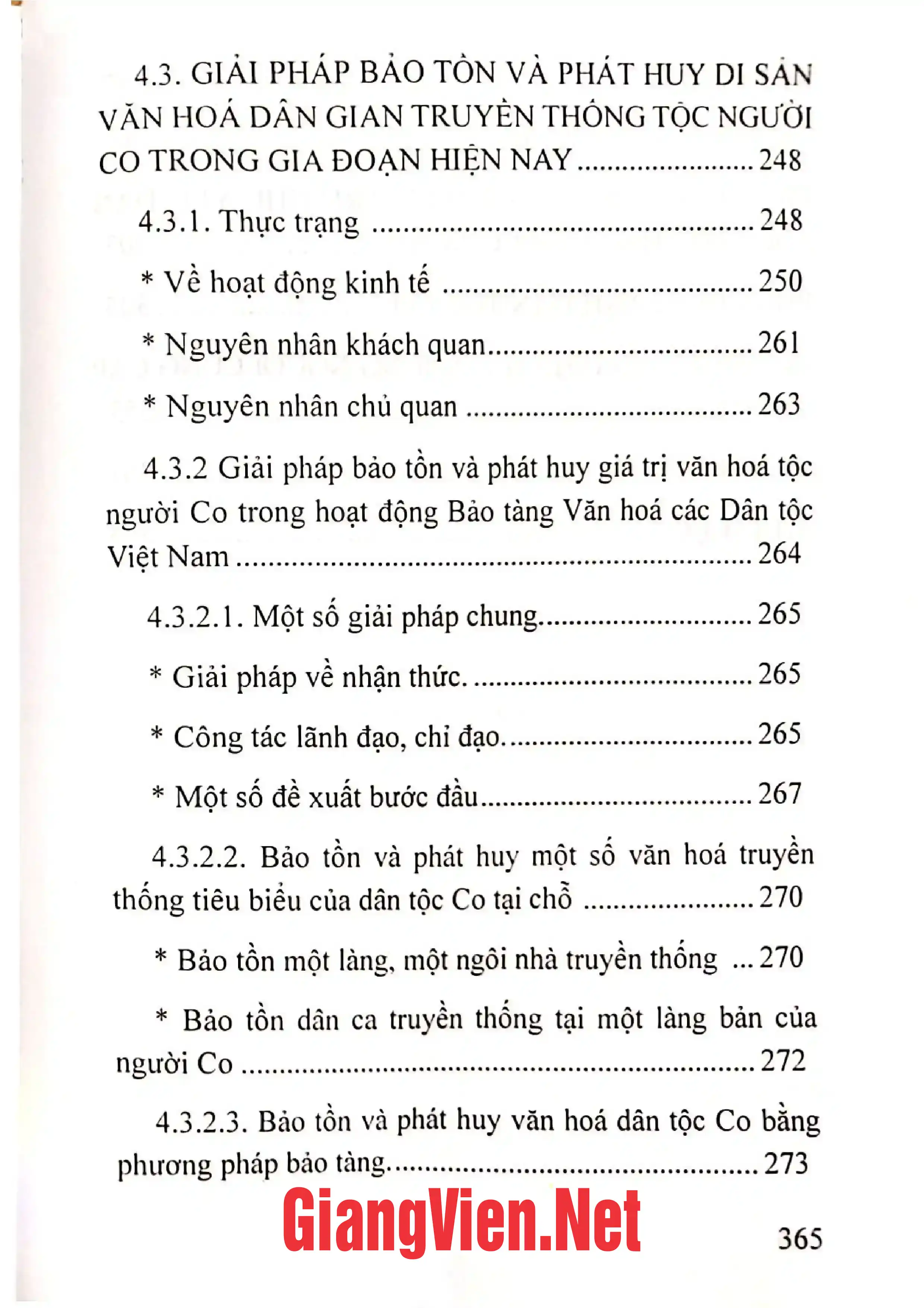 Mục lục chi tiết trang 2 sách Văn hóa dân gian dân tộc Co ở Việt Nam