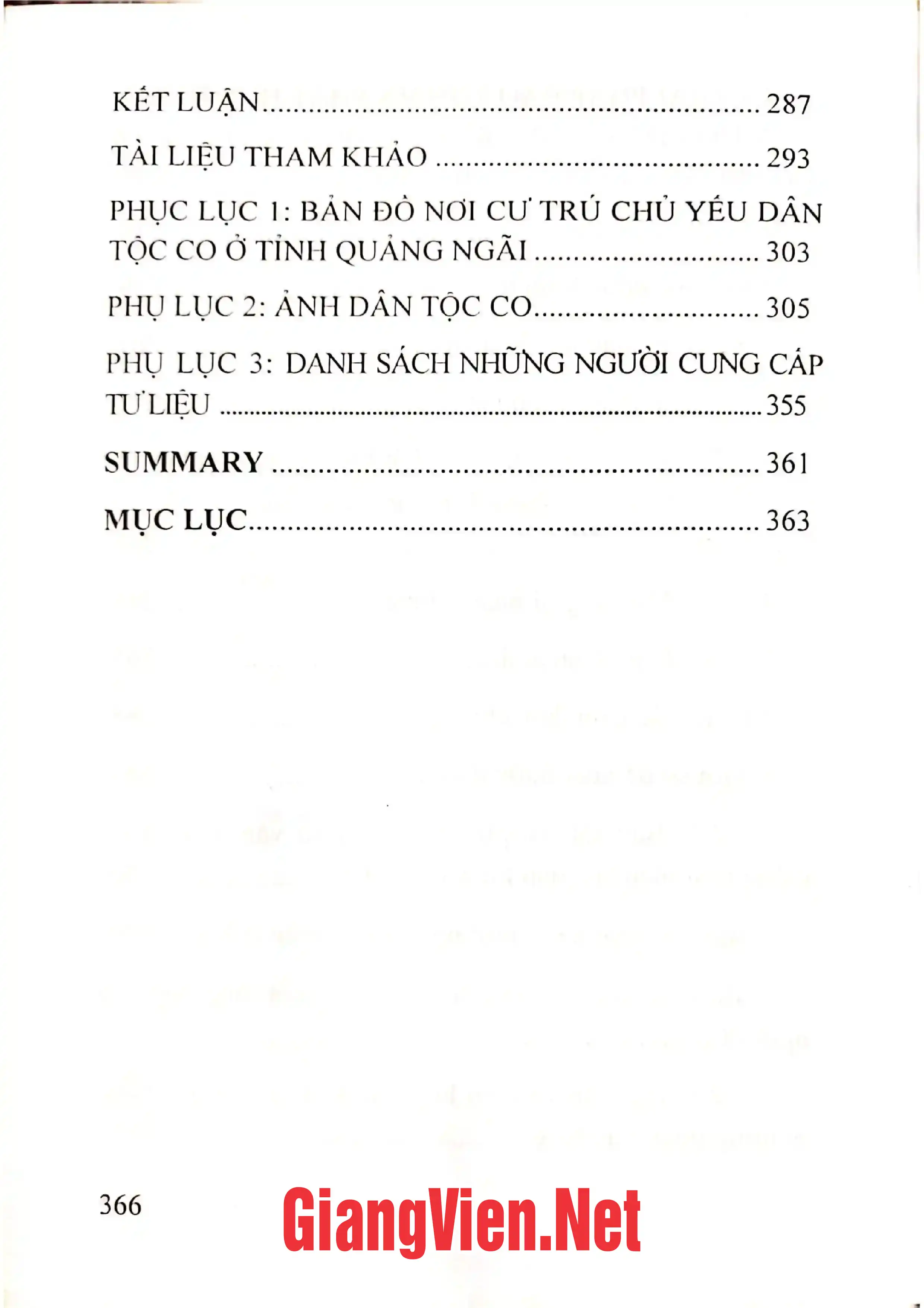 Mục lục chi tiết trang 3 sách Văn hóa dân gian dân tộc Co ở Việt Nam