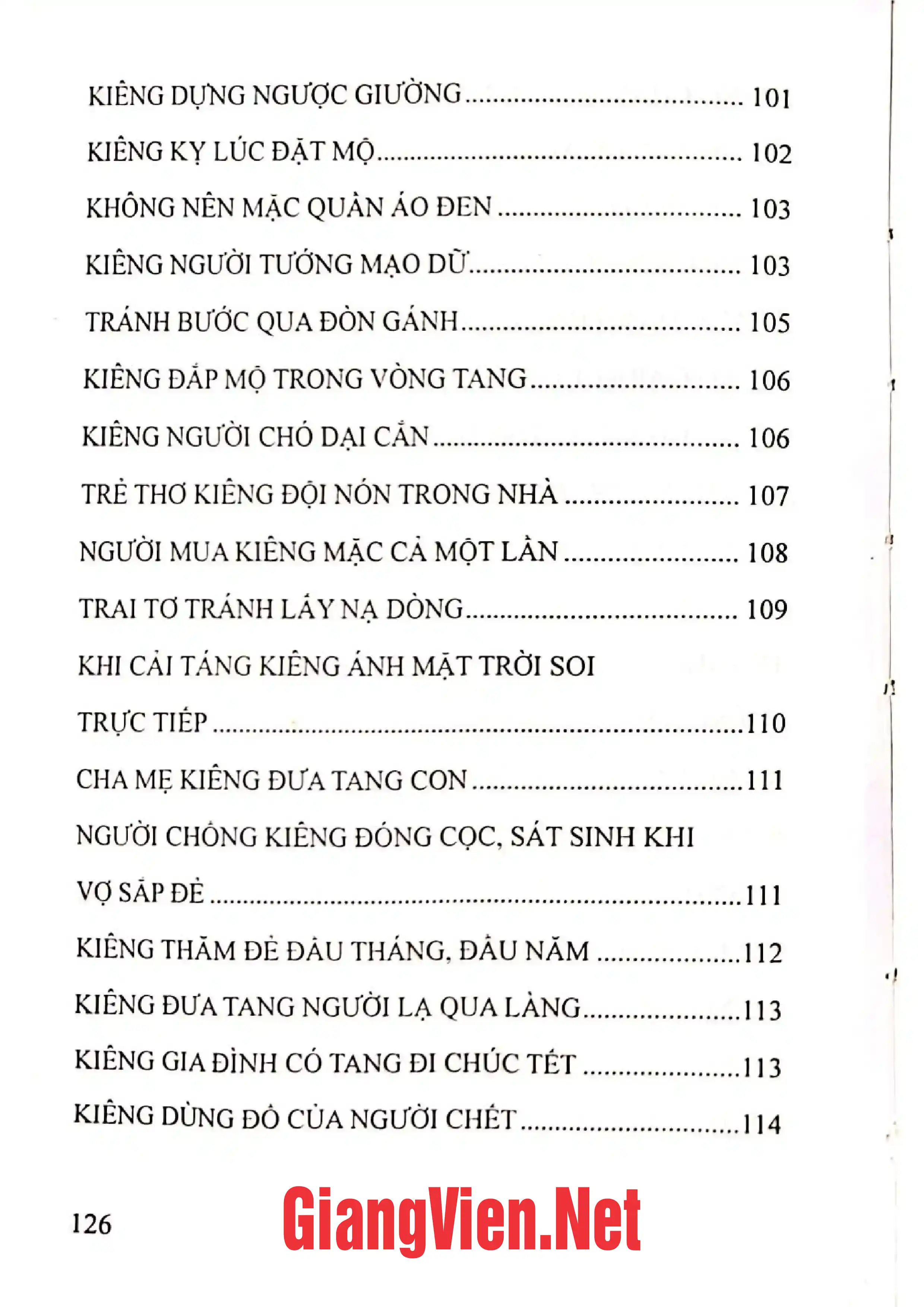 Mục lục chi tiết trang 3 sách Tục hèm kiêng kỵ dân gian Việt Nam