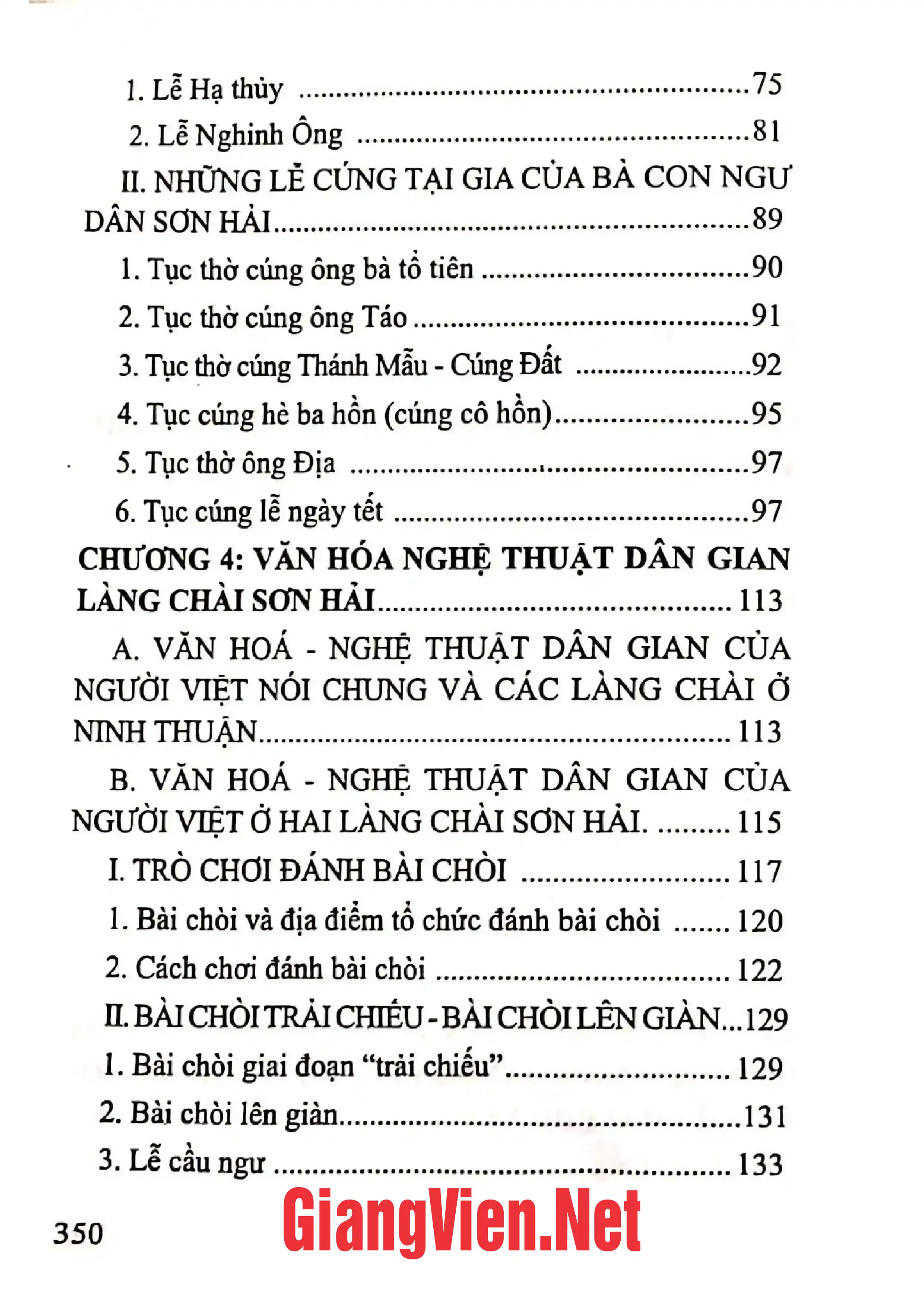 Mục lục chi tiết trang 1 sách Văn hóa - nghệ thuật dân gian làng chài Sơn Hải, tỉnh Ninh Thuận