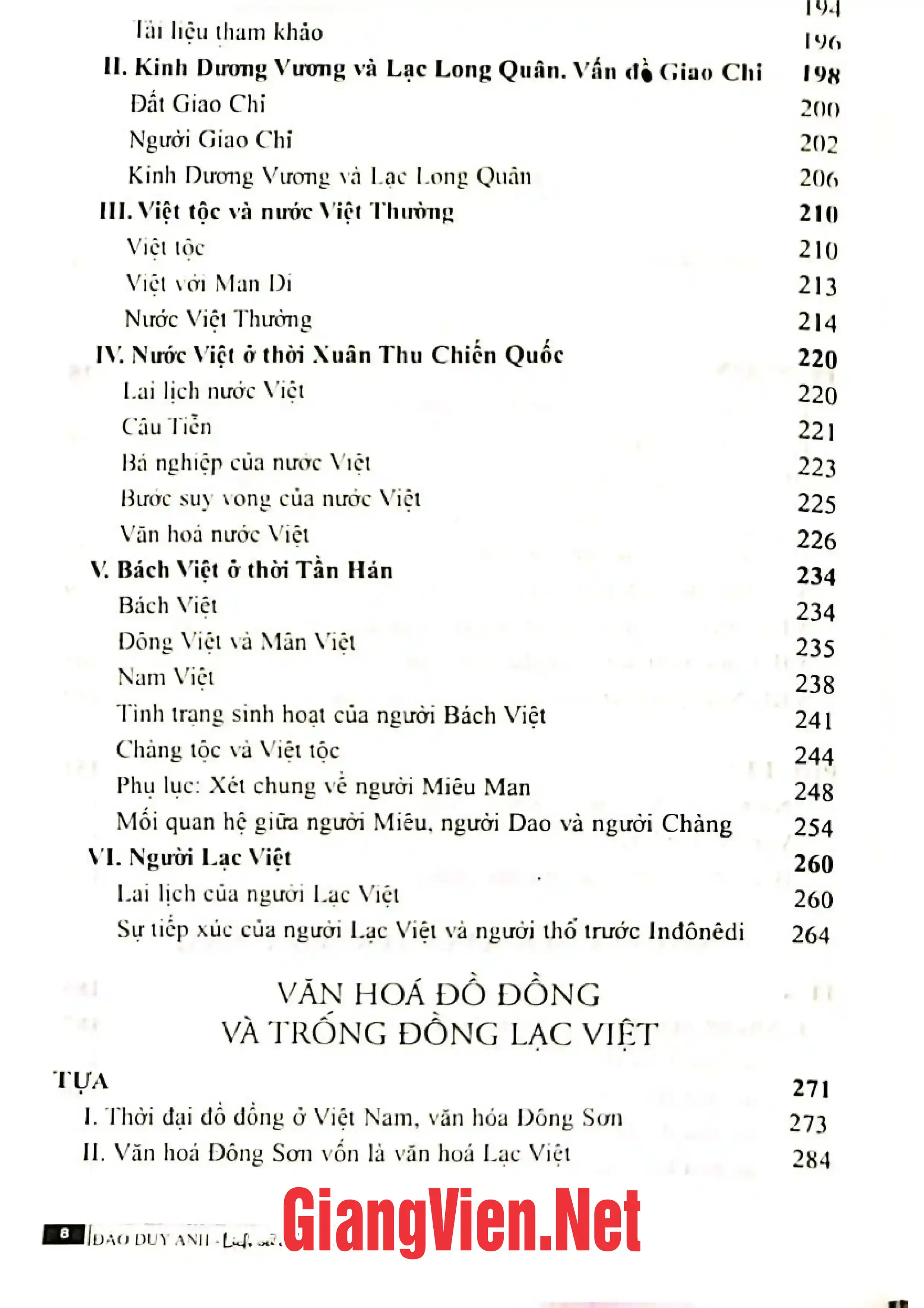 Mục lục chi tiết trang 1 sách Lịch sử cổ đại Việt Nam