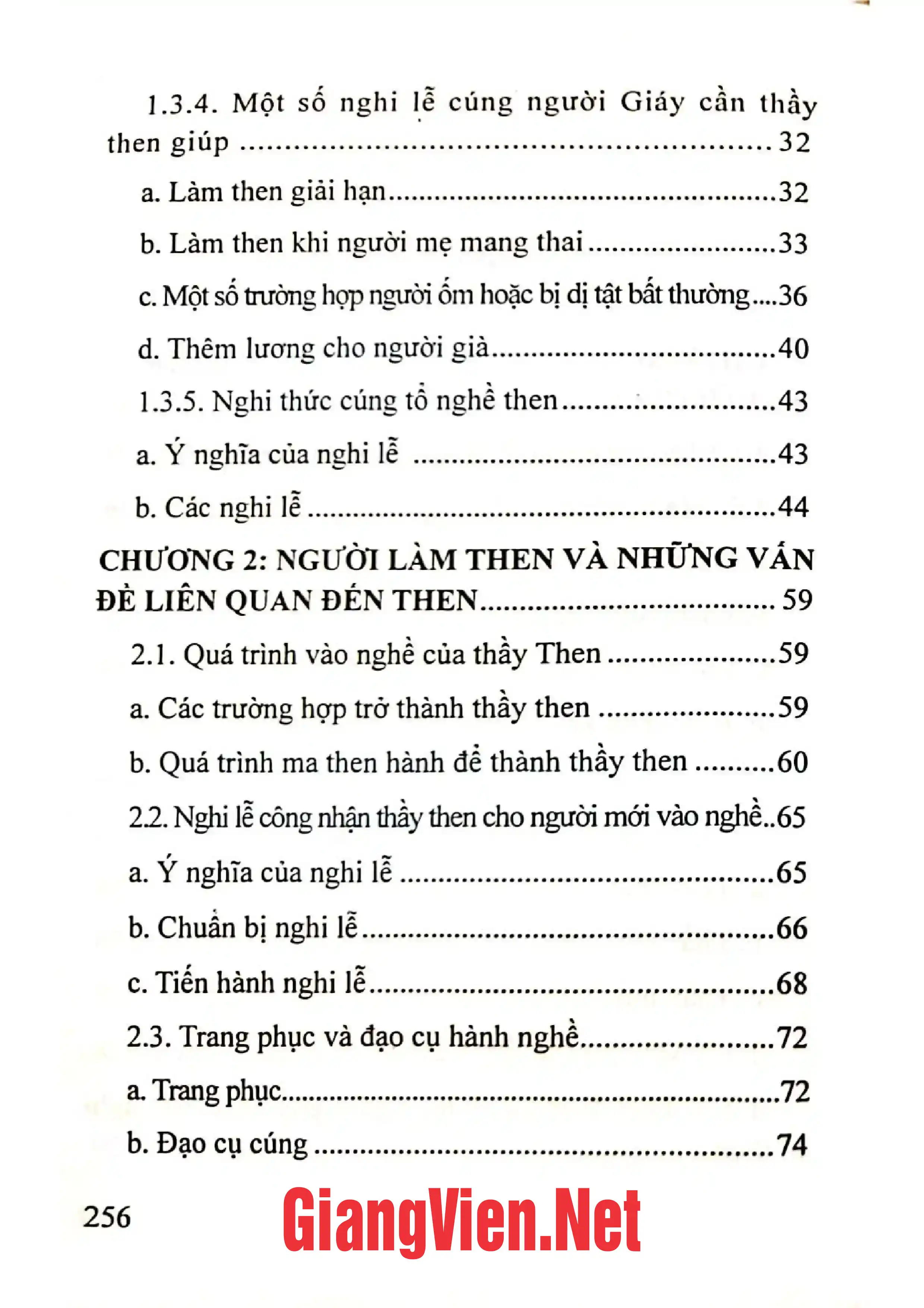 Mục lục chi tiết trang 1 sách Then trong cuộc sống người Giáy