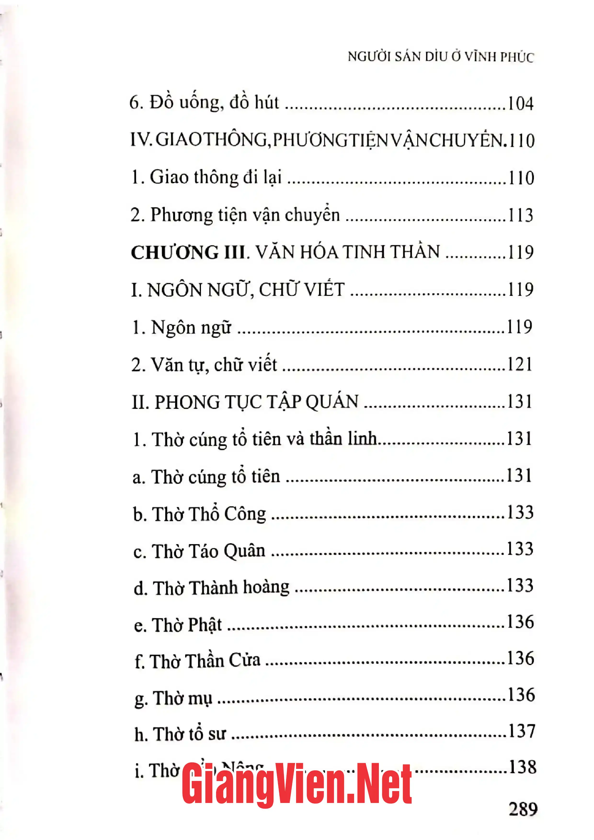 Mục lục chi tiết trang 2 sách Người Sắn Dìu ở Vĩnh Phúc