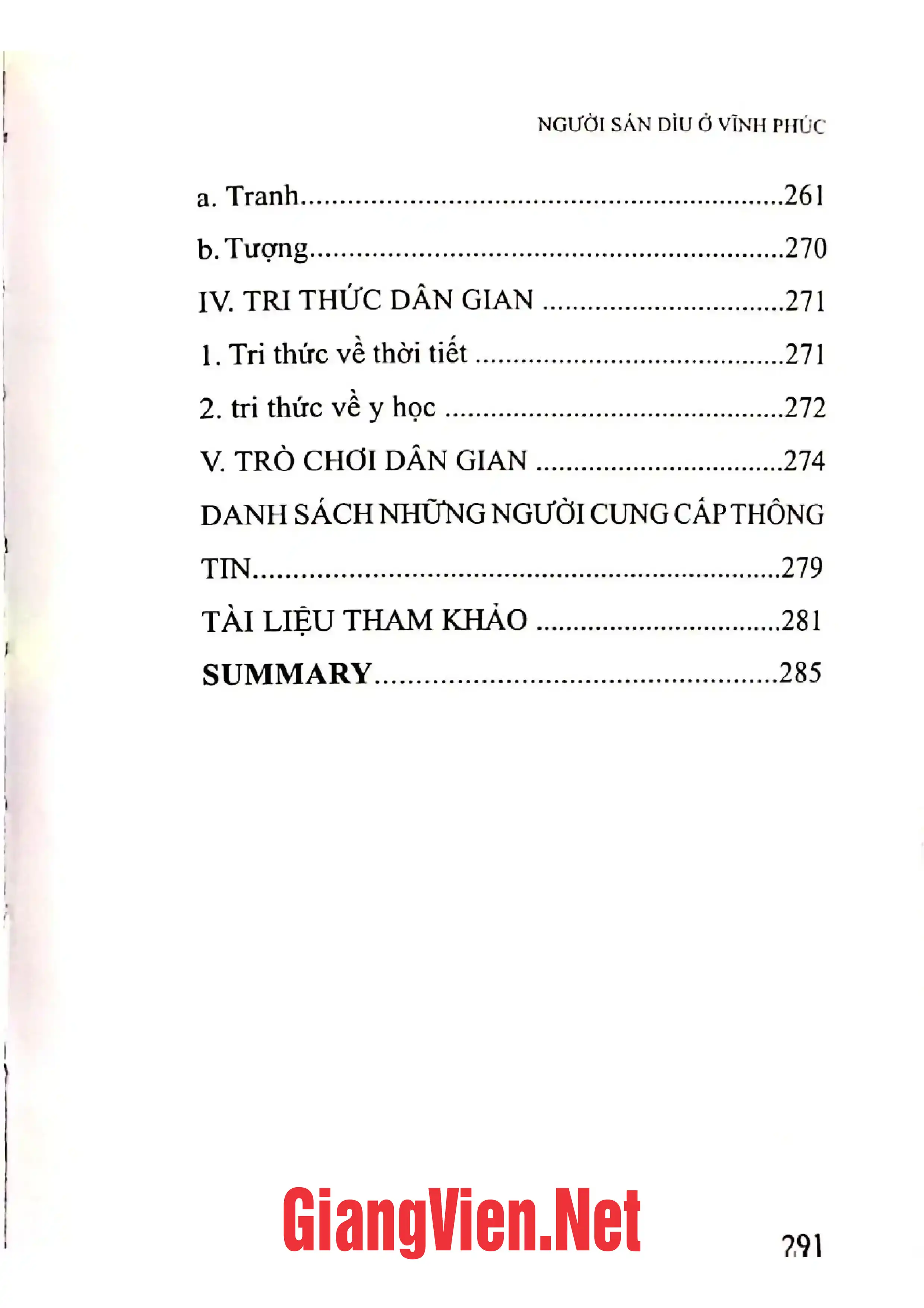 Nội dung trang phụ bản giới thiệu sách Người Sắn Dìu ở Vĩnh Phúc