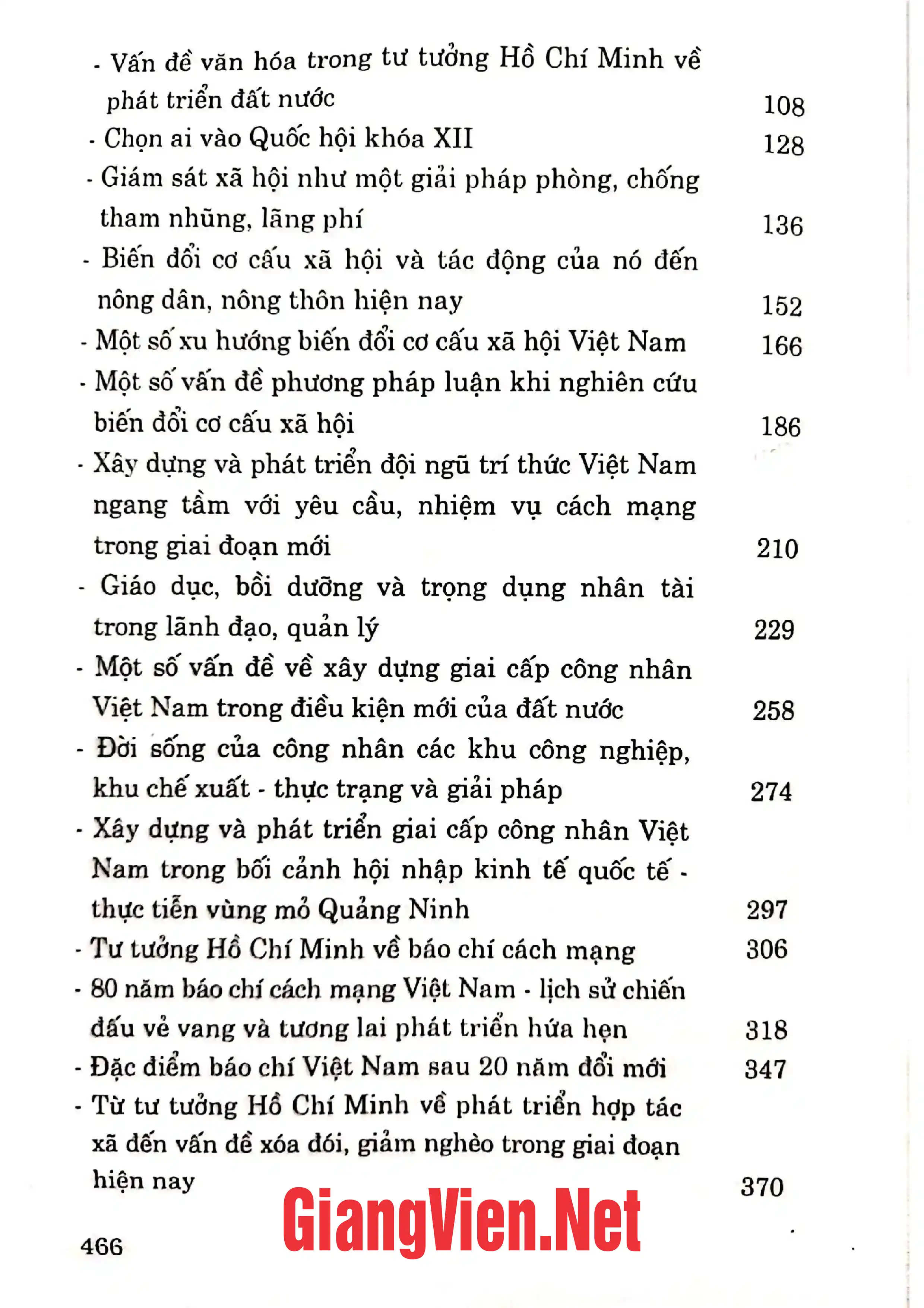 Mục lục chi tiết trang 1 sách Góp phần nghiên cứu một số vấn đề phát triển của Việt Nam