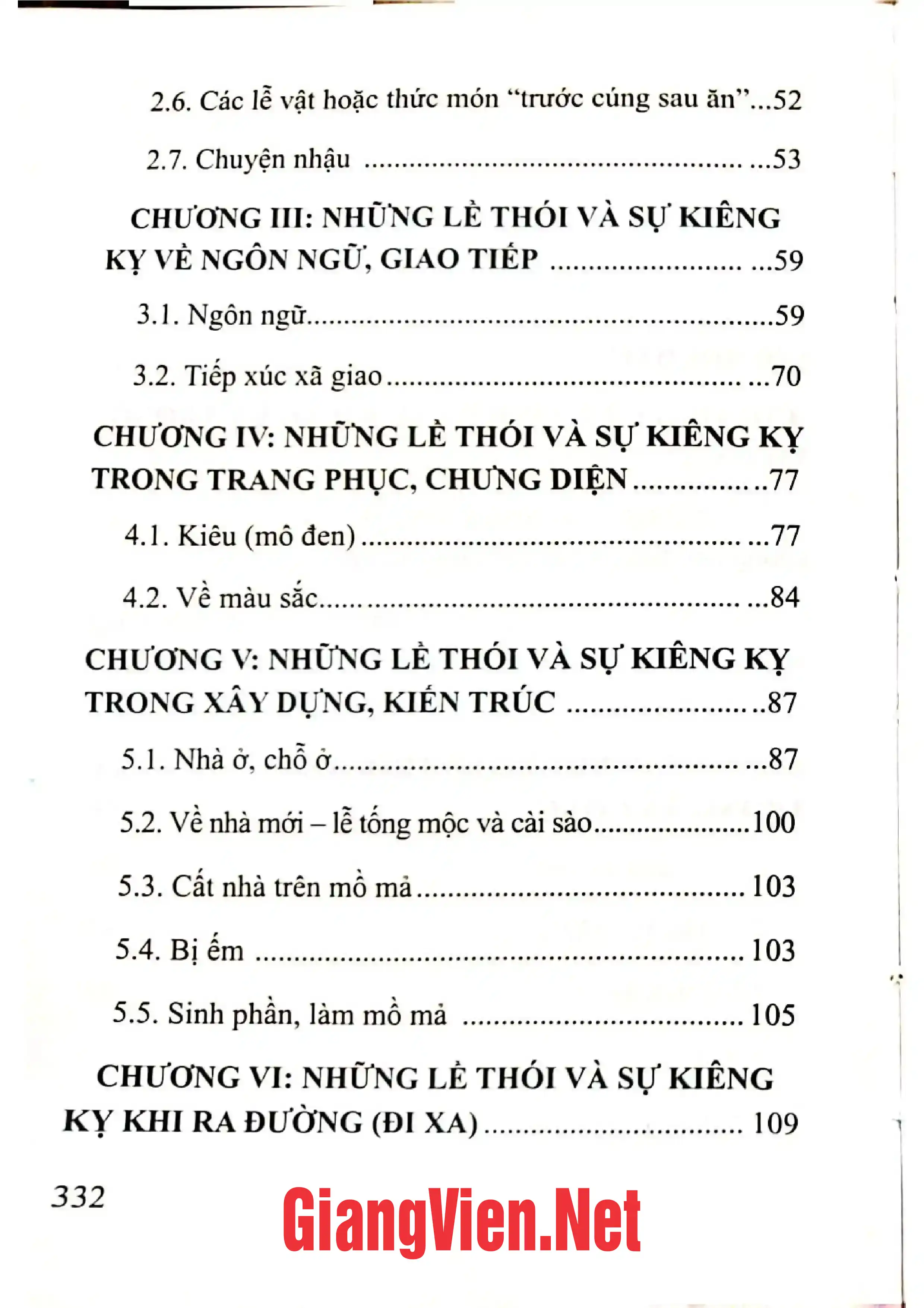 Mục lục chi tiết trang 1 sách Những lề thói và sự kiêng kỵ thường thấy trong sinh hoạt đời sống của người bình dân Nam Bộ