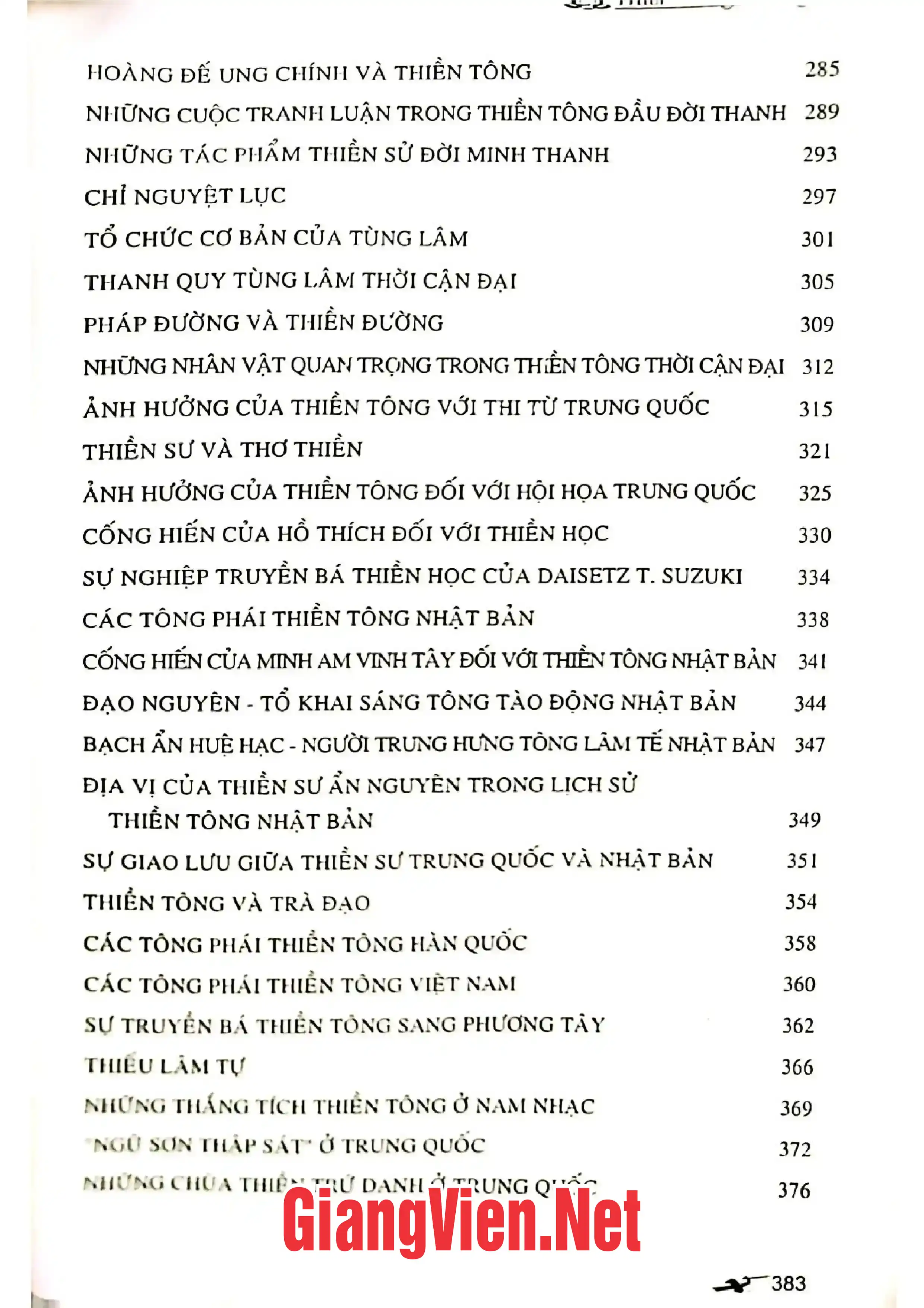 Mục lục chi tiết trang 3 sách Thiền tông Phật giáo