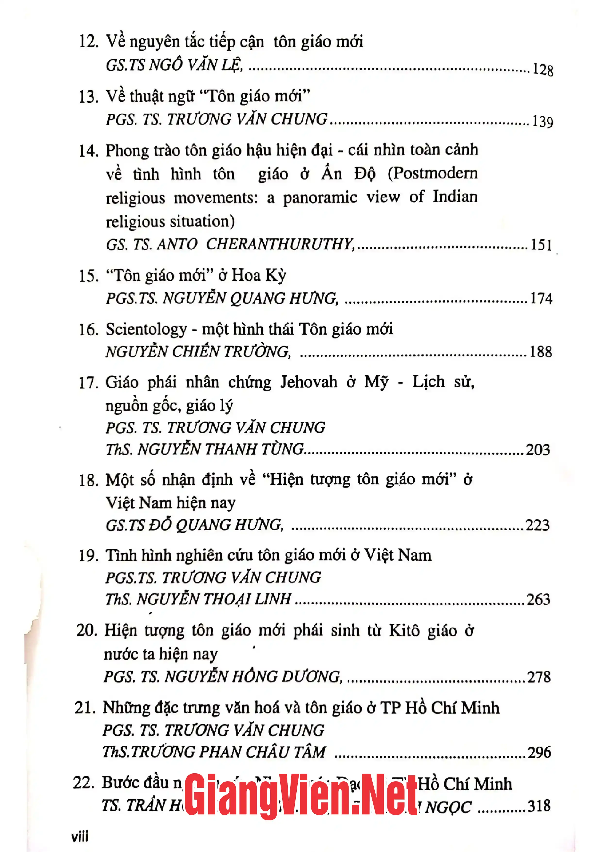 Mục lục chi tiết trang 1 sách Chủ nghĩa hậu hiện đại và phong trào tôn giáo mới ở Việt Nam và thế giới.