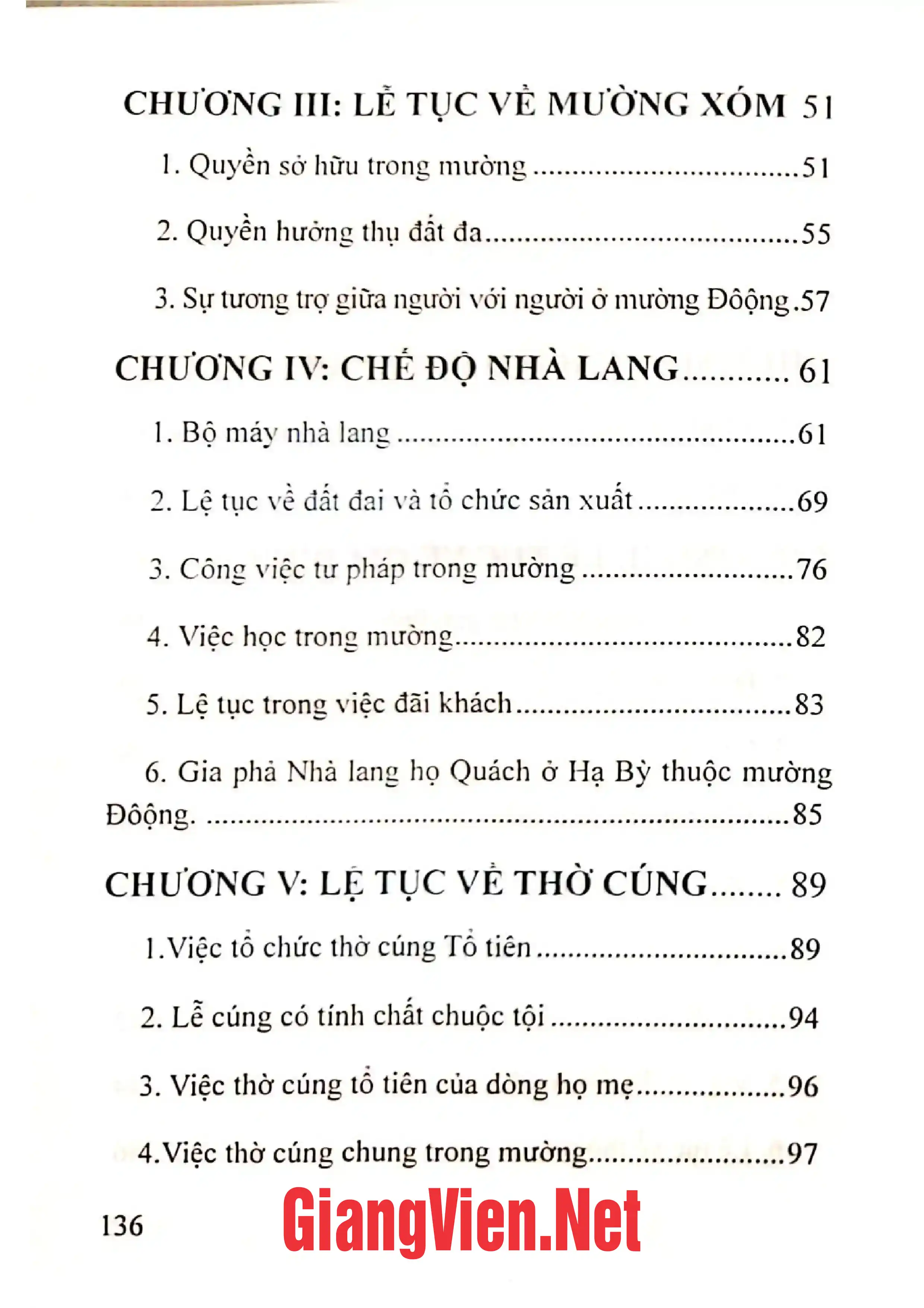 Mục lục chi tiết trang 1 sách Lệ tục cổ truyền Mường Đôộng