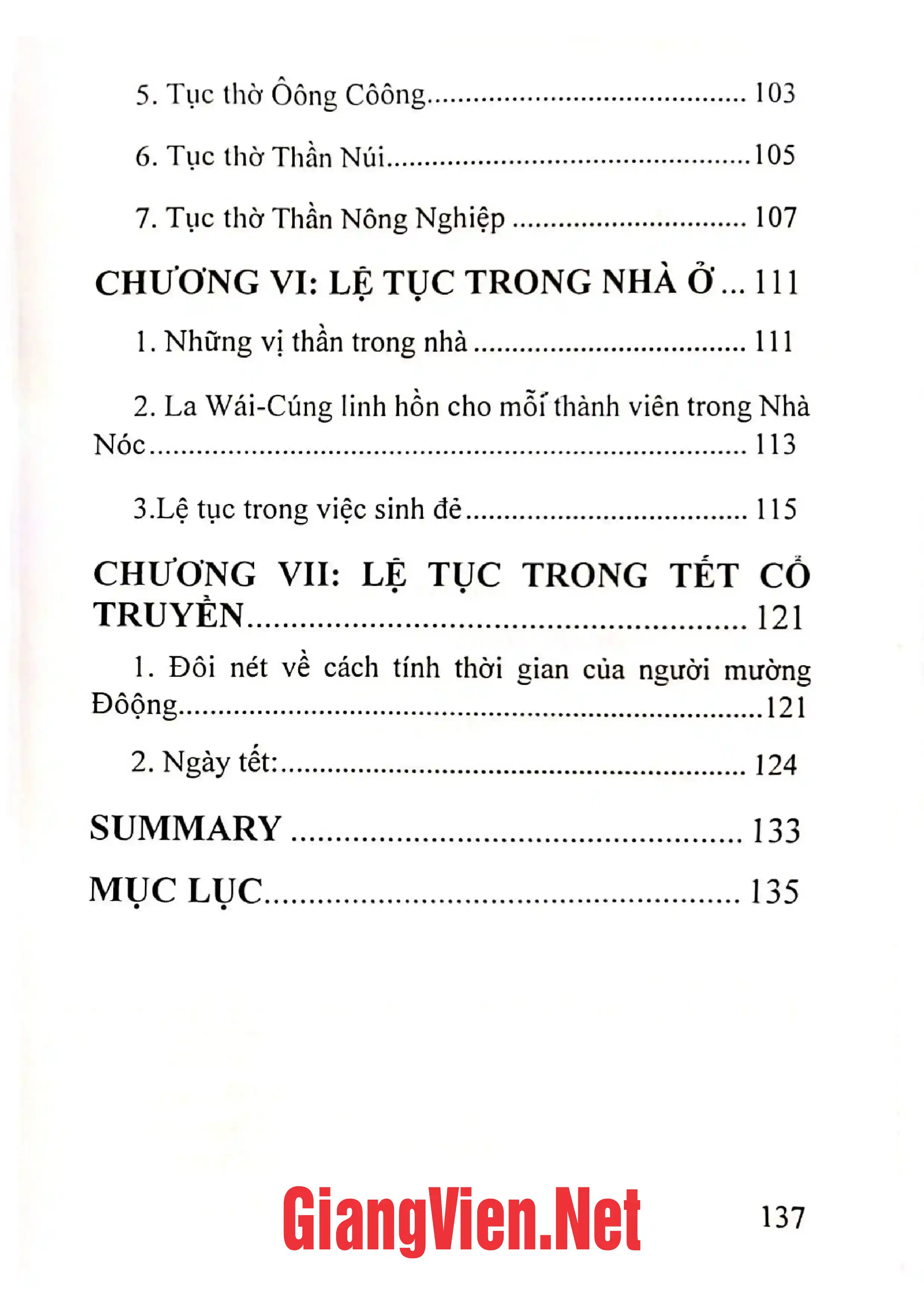 Mục lục chi tiết trang 2 sách Lệ tục cổ truyền Mường Đôộng