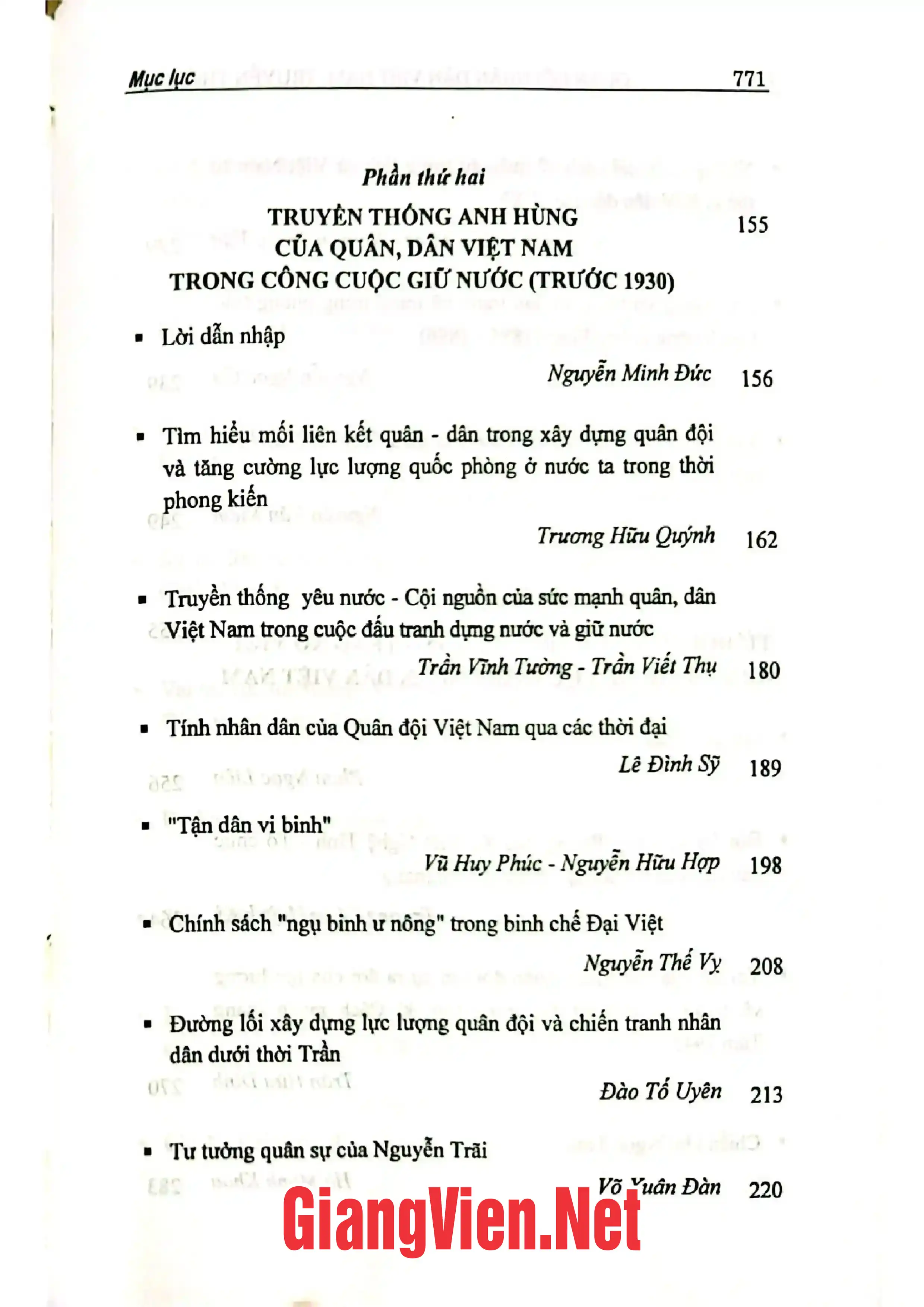 Mục lục chi tiết trang 2 sách Quân đội nhân dân Việt Nam truyền thống và hiện đại