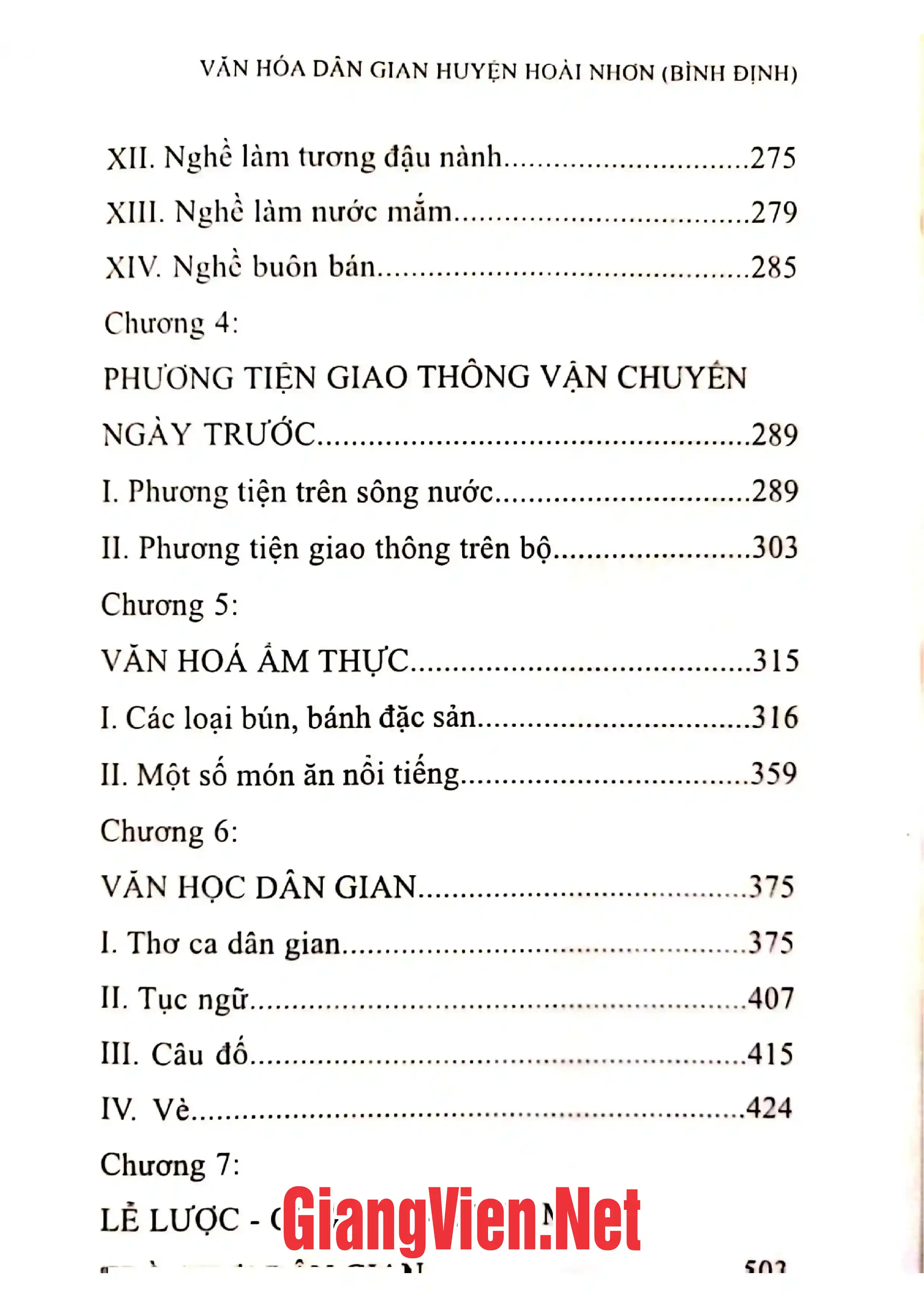 Mục lục chi tiết trang 2 sách Văn hóa dân gian huyện Hoài Nhơn, Bình Định