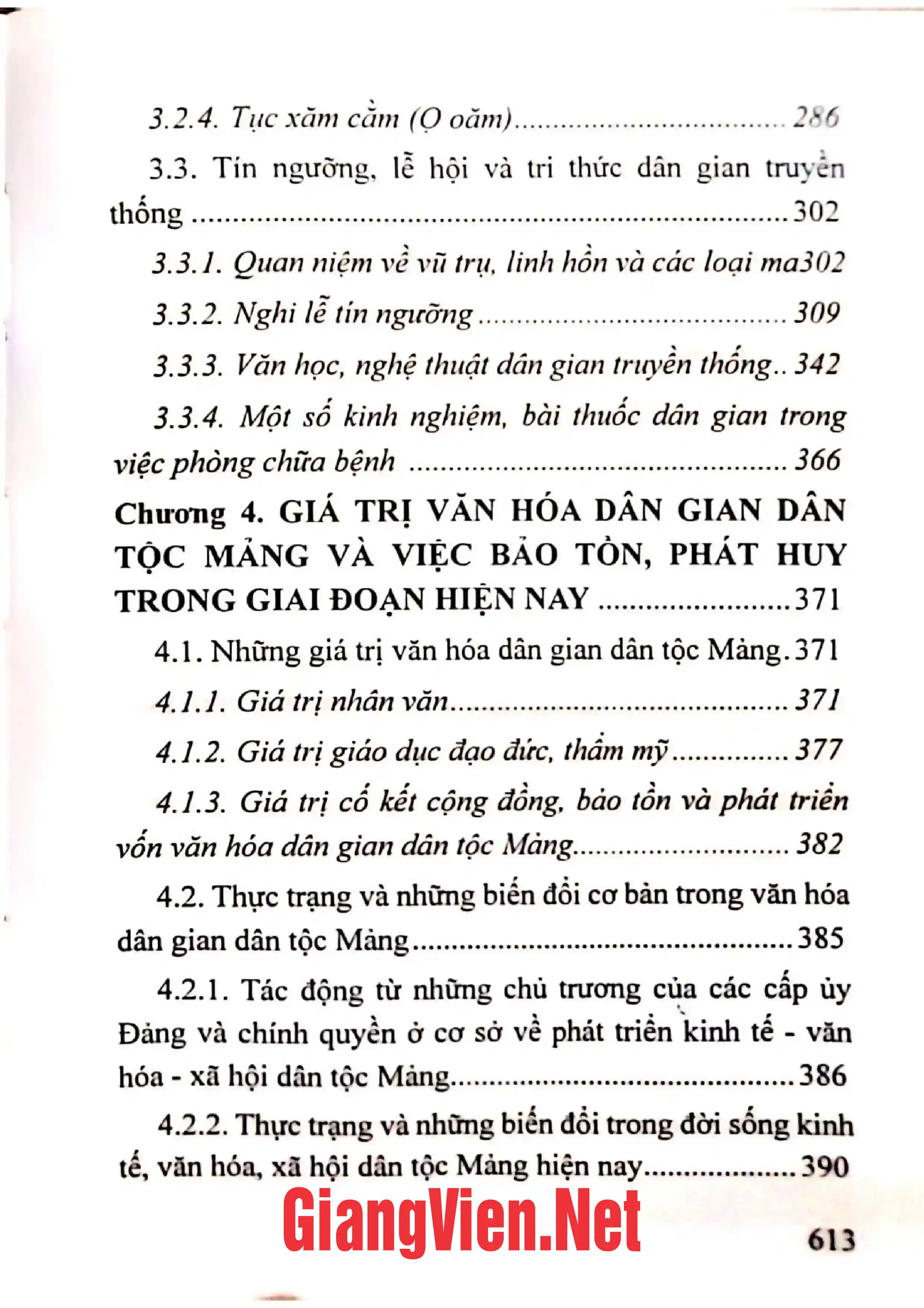 Mục lục chi tiết trang 2 sách Văn hóa dân gian dân tộc Mảng