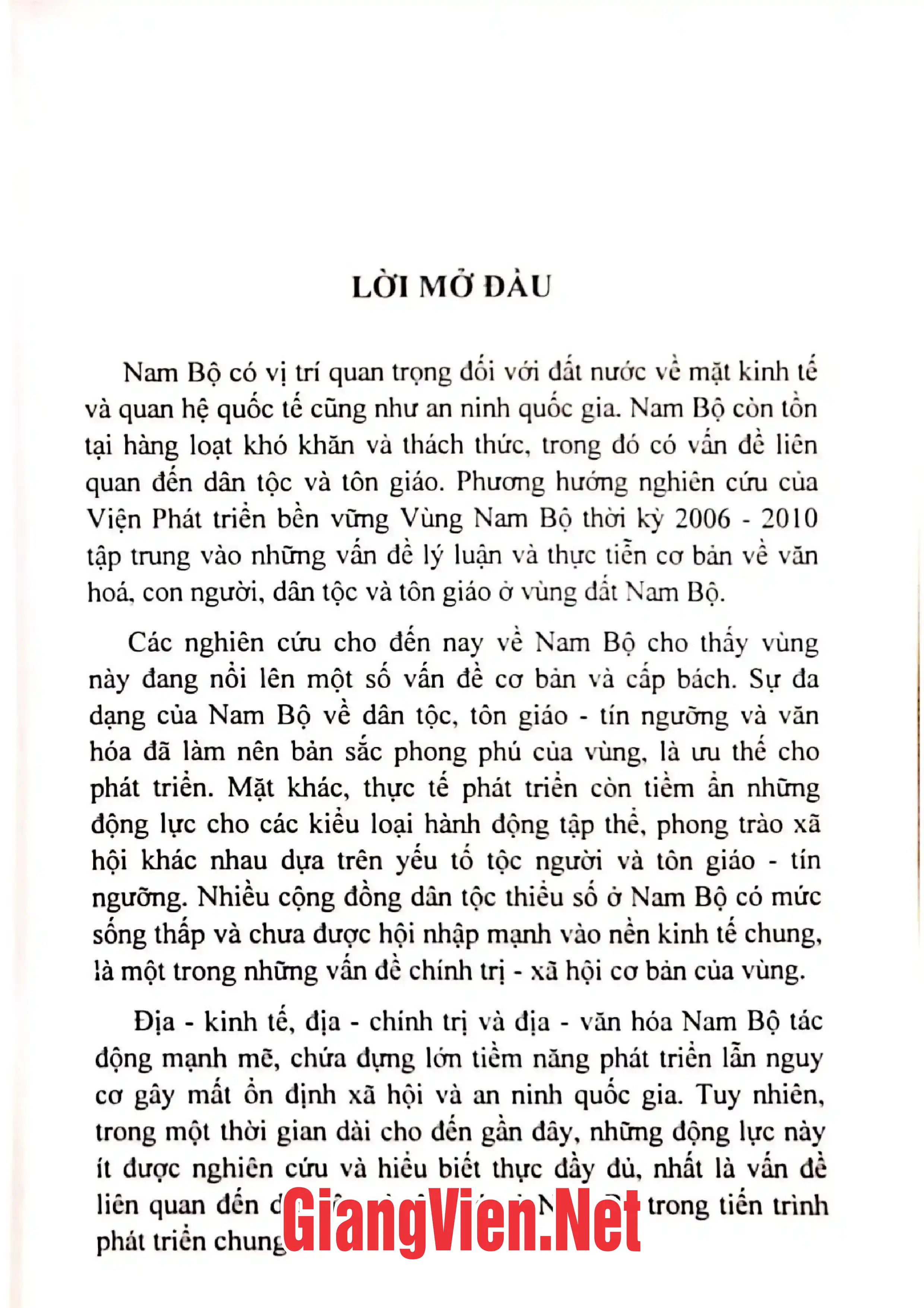 Nội dung trang phụ bản giới thiệu sách Một số vấn đề về dân tộc và tôn giáo ở Nam Bộ trong phát triển