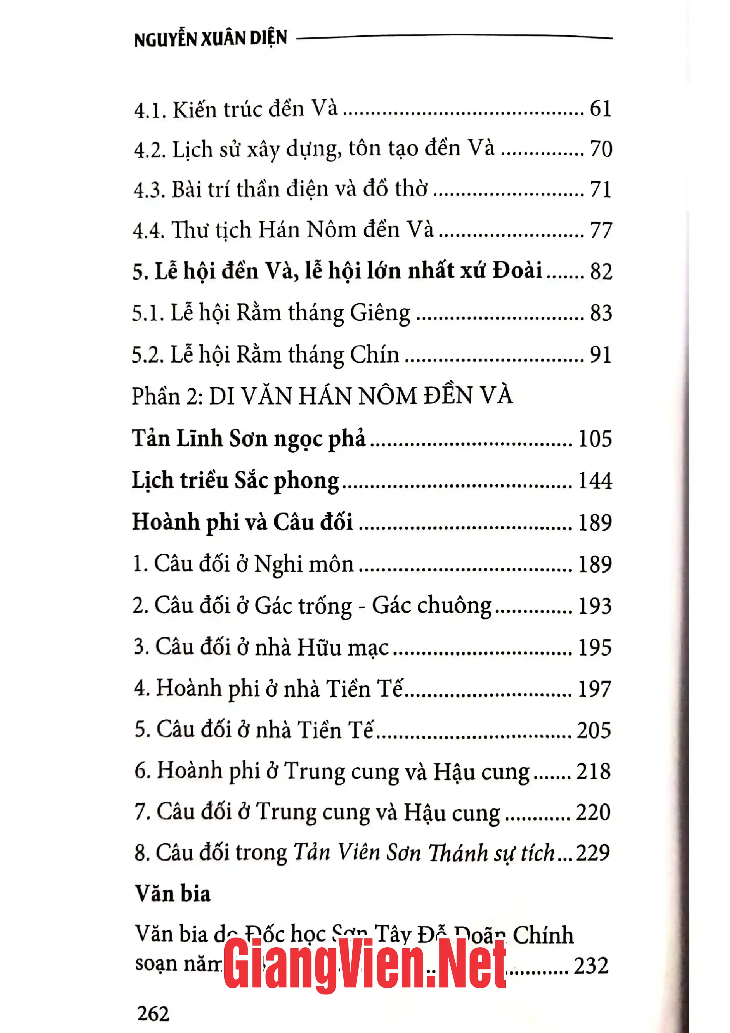 Mục lục chi tiết trang 1 sách Tản viên Sơn Thánh - Di tích và lễ hội đền Và