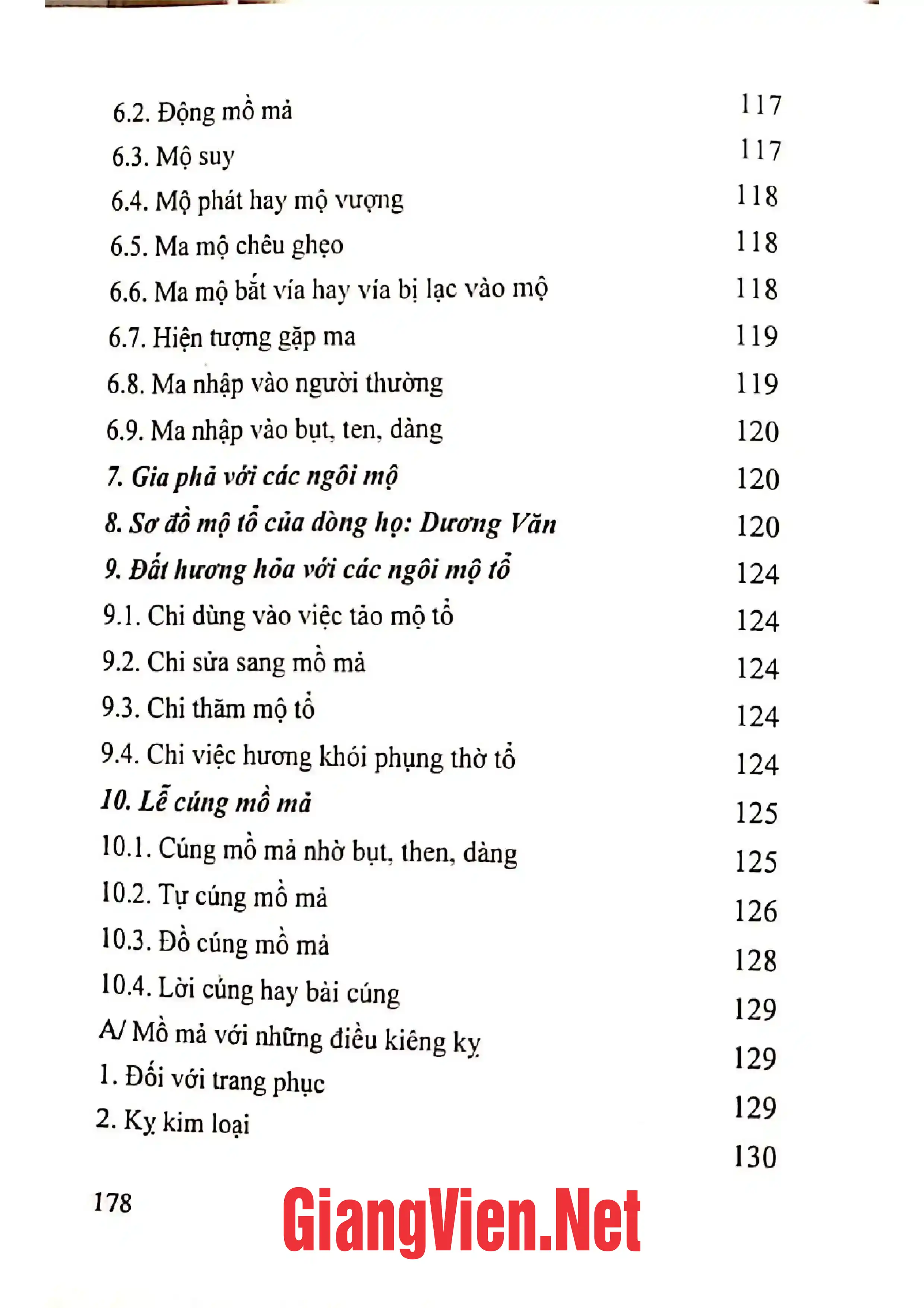 Mục lục chi tiết trang 3 sách Tục để mả người Tày người Nùng Cao Bằng