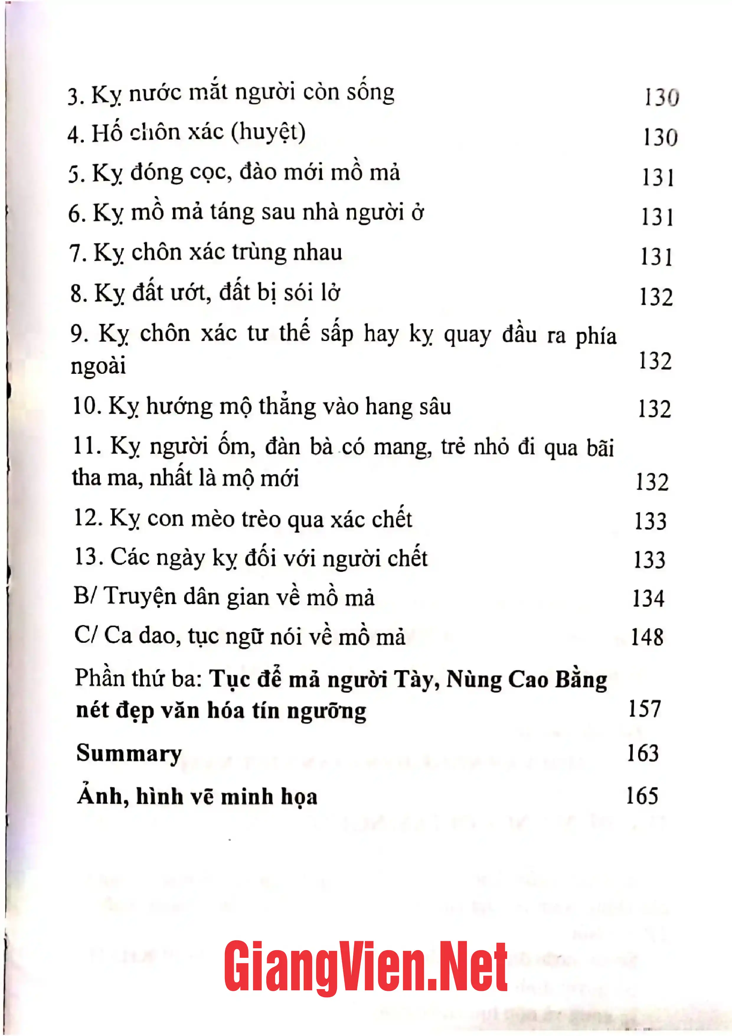 Nội dung trang phụ bản giới thiệu sách Tục để mả người Tày người Nùng Cao Bằng