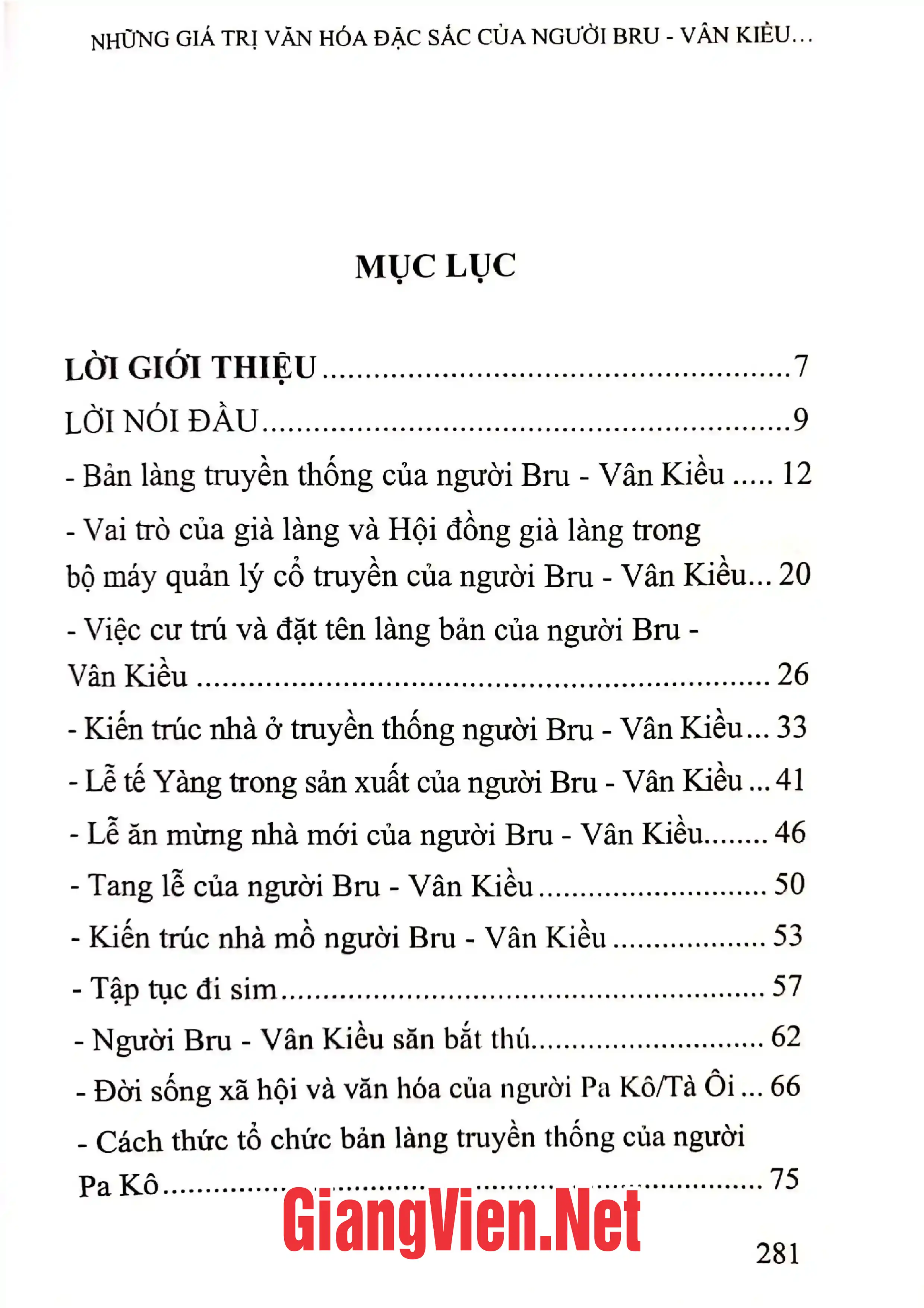 Trang bìa chính thức sách Những giá trị văn hóa đặc sắc của người Bru - Vân Kiều và Pa Kô