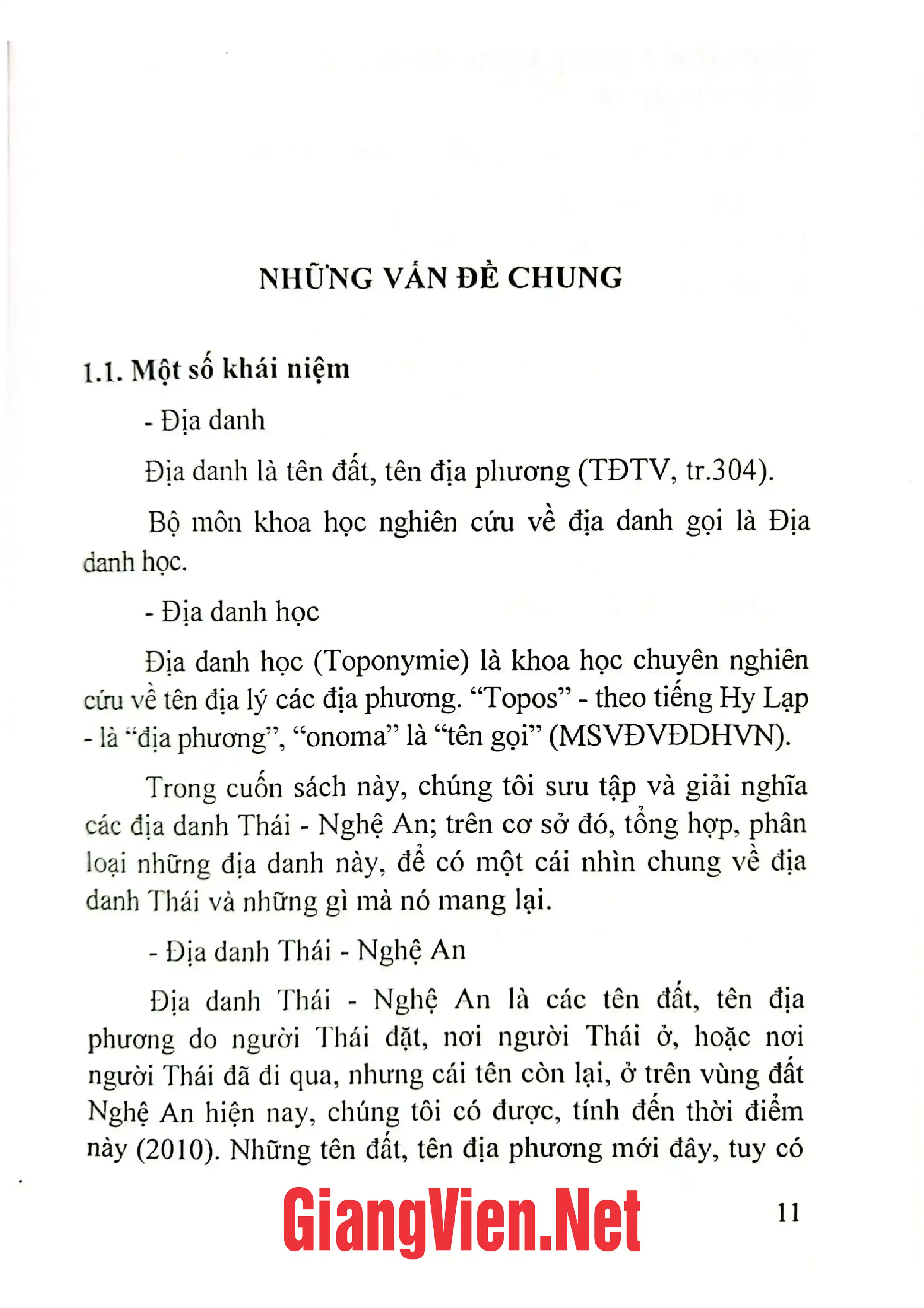 Mục lục chi tiết trang 1 sách Địa danh Thái- Nghệ An