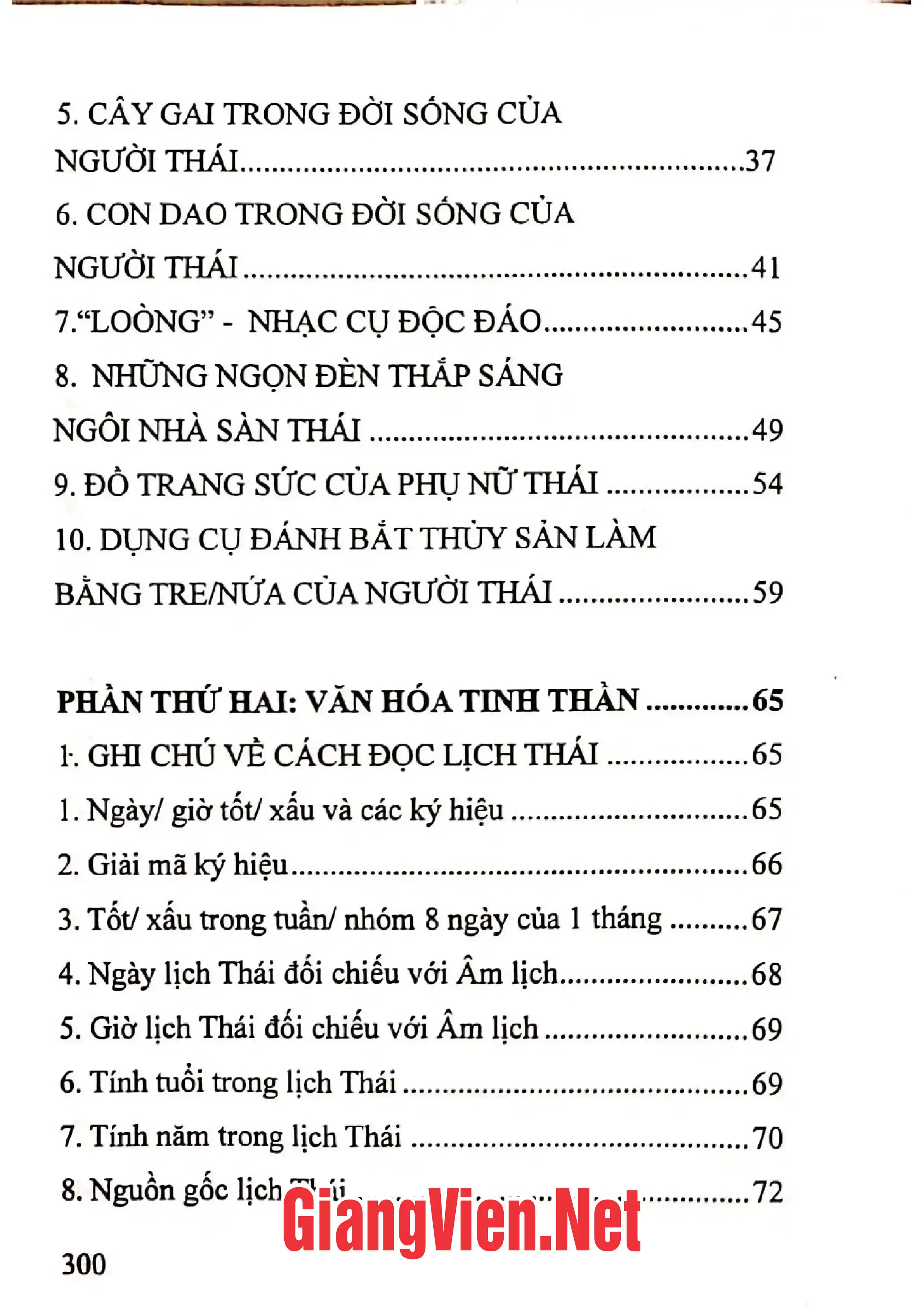 Mục lục chi tiết trang 1 sách Văn hóa Thái tìm hiểu và khám phá: Tập 2