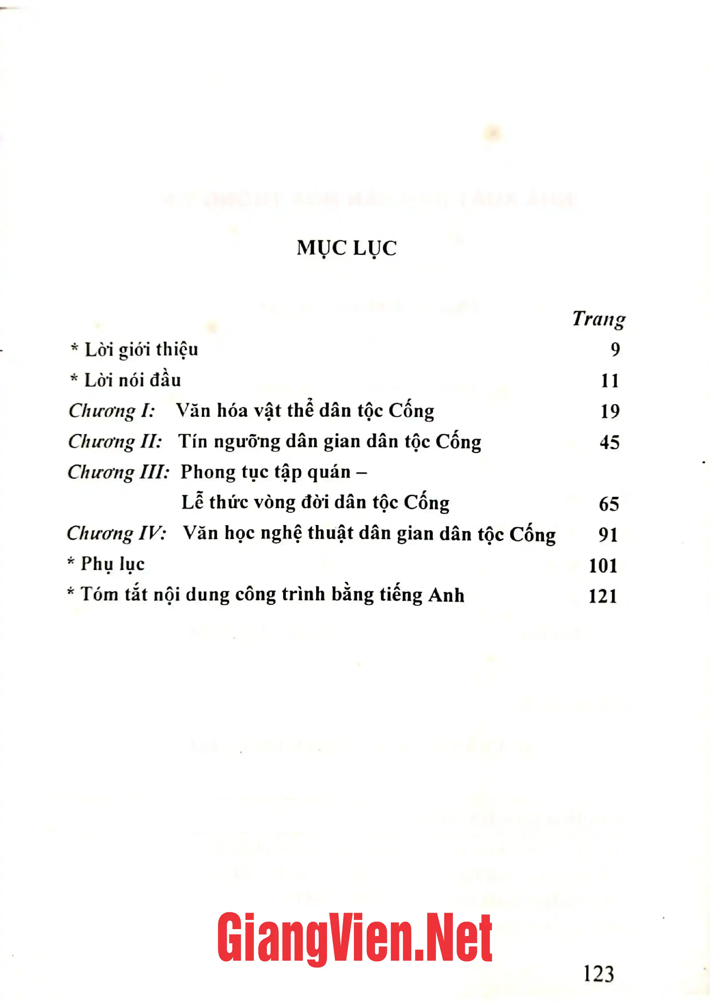 Trang bìa chính thức sách Văn hóa dân tộc Cống