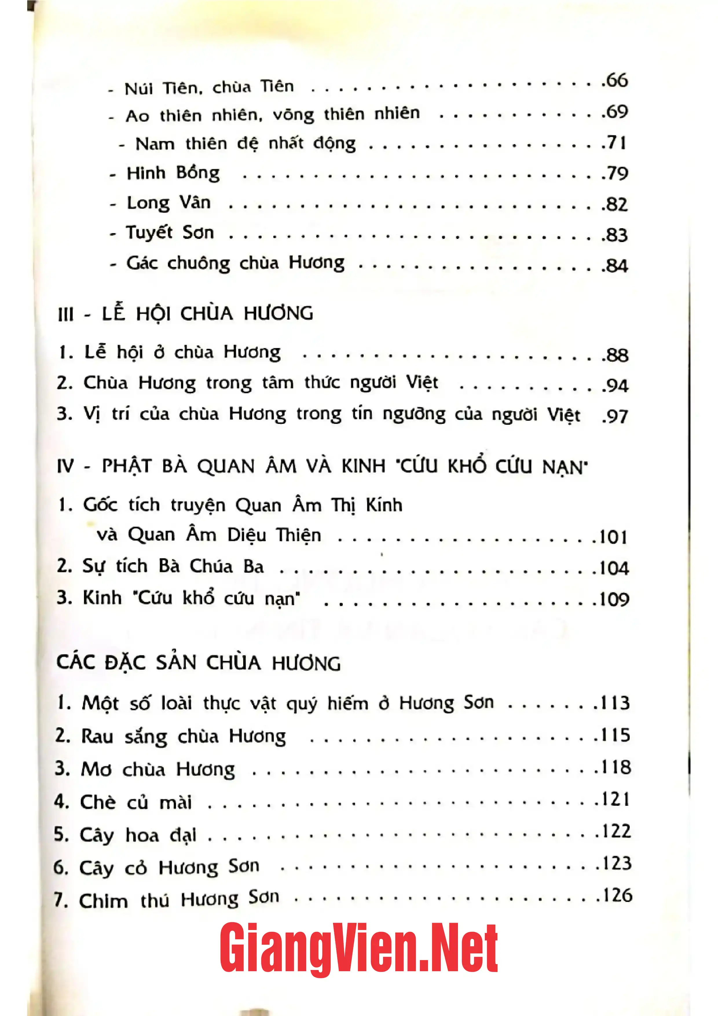 Mục lục chi tiết trang 1 sách Chùa Hương Tích cảnh quan và tín ngưỡng