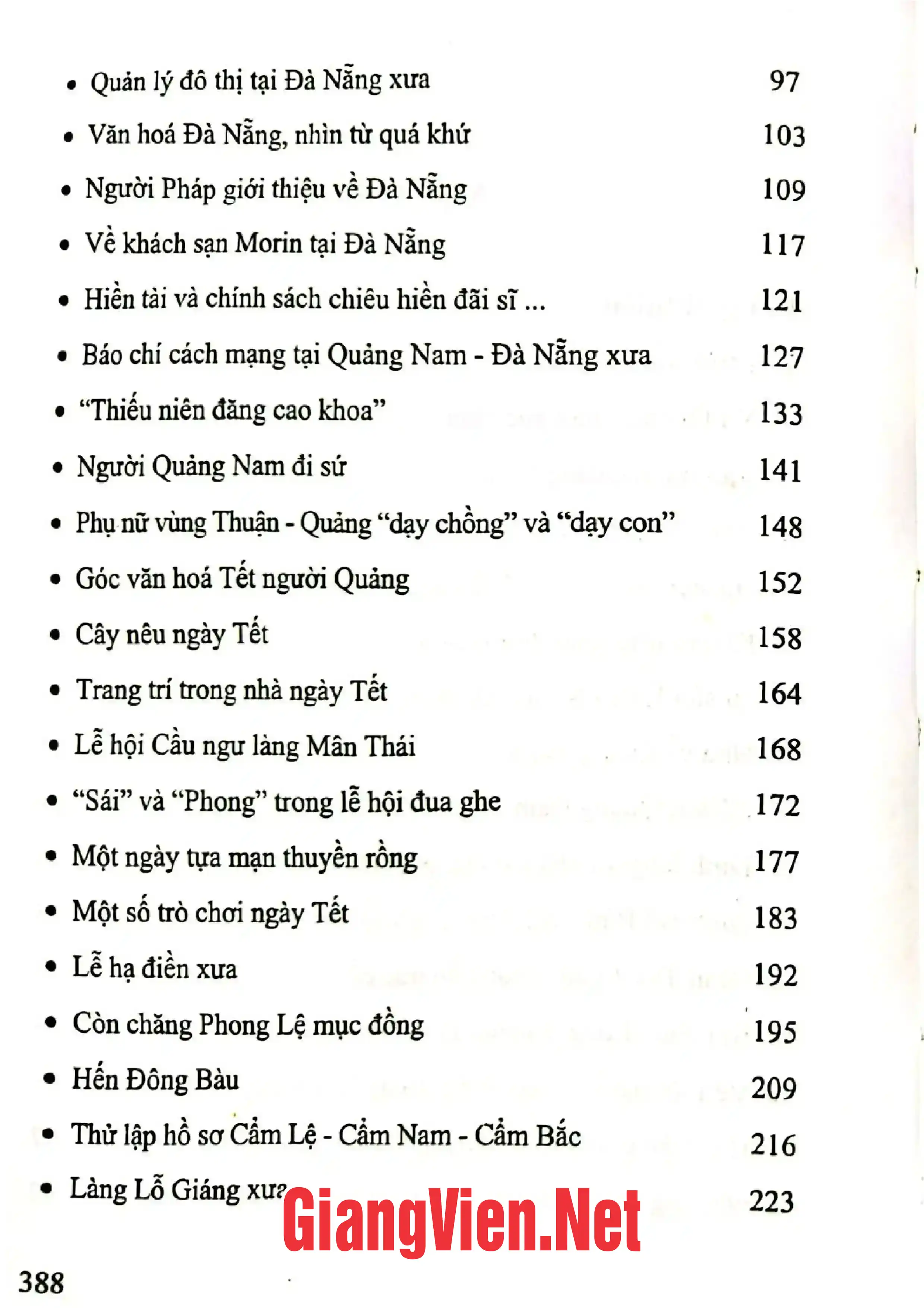 Mục lục chi tiết trang 1 sách Văn hóa xứ Quảng một góc nhìn