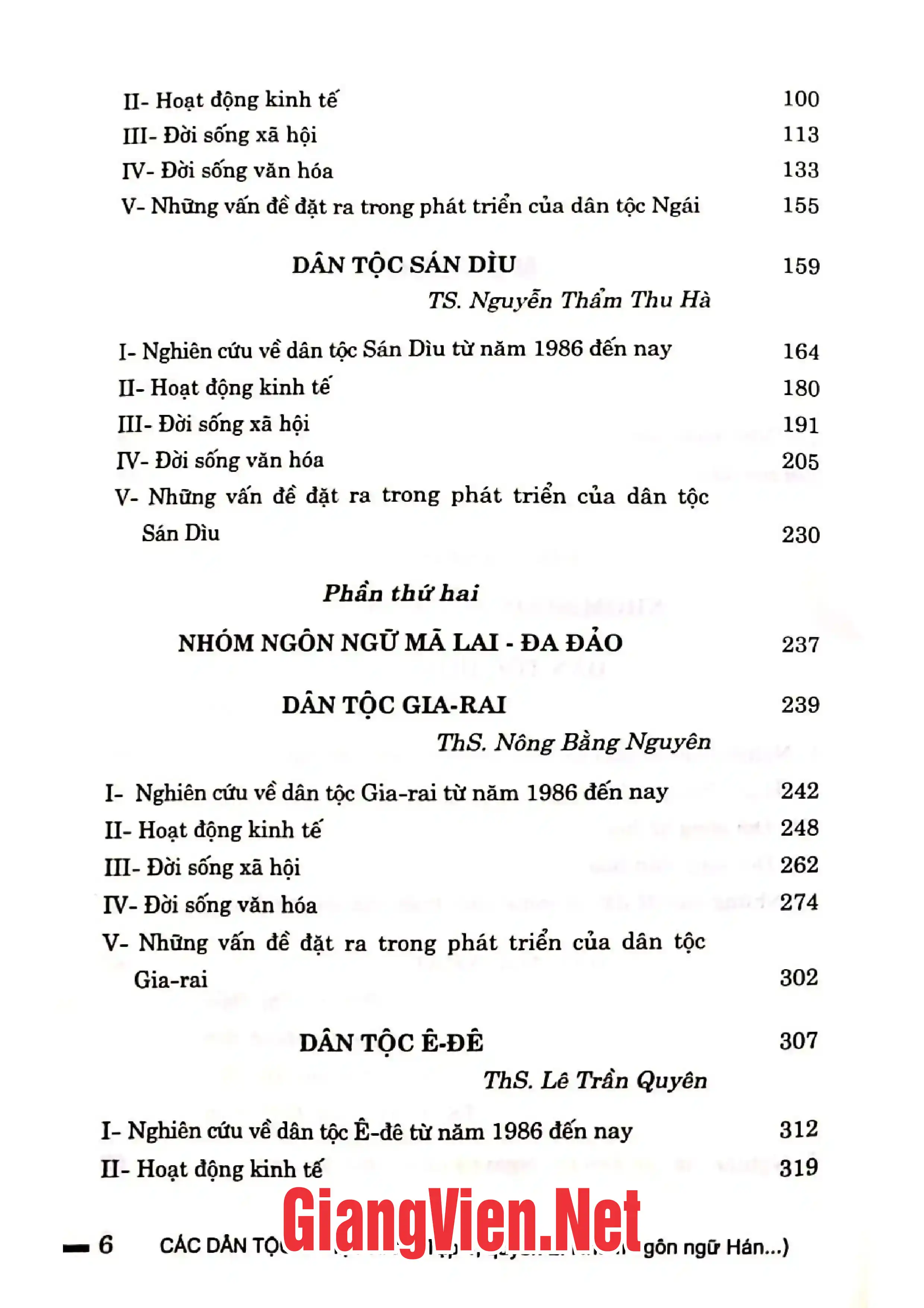 Mục lục chi tiết trang 1 sách Các dân tộc ở Việt Nam Tập 4 Quyển 2: Nhóm ngôn ngữ Hán và Mã Lai - Đa Đảo